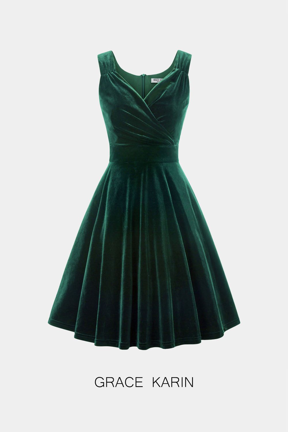 GRACE KARIN Velvet Solid Color Sleeveless Flared A-Line Dress sold by Grace Karin product image thumbnail 2