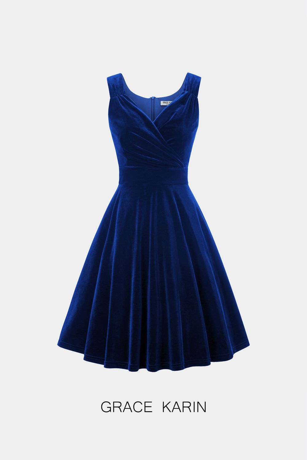 GRACE KARIN Velvet Solid Color Sleeveless Flared A-Line Dress sold by Grace Karin product image thumbnail 7