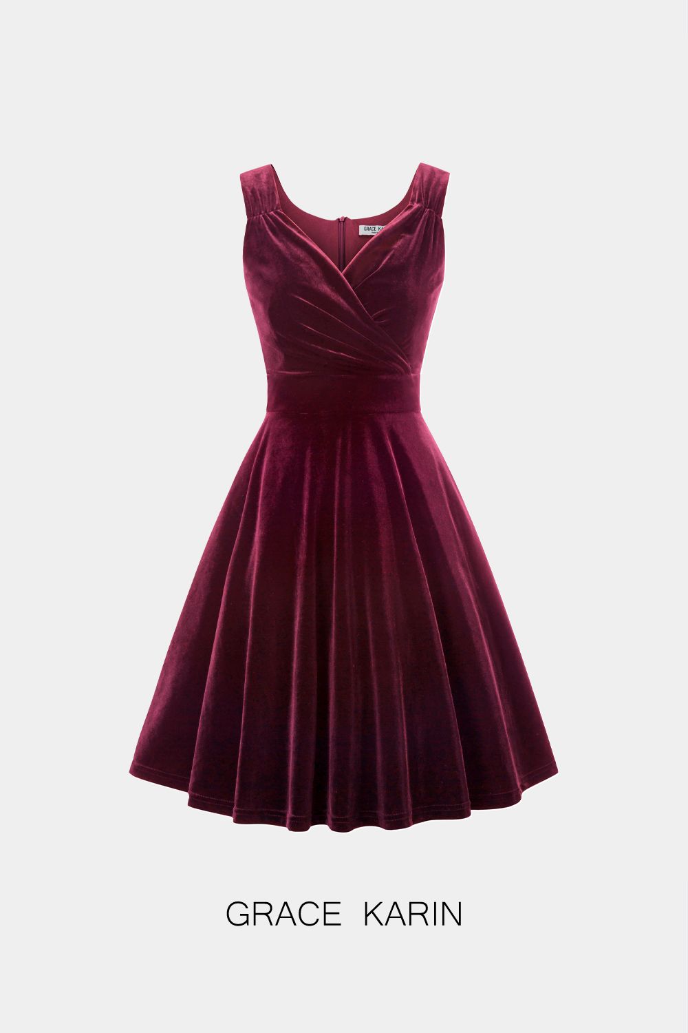 GRACE KARIN Velvet Solid Color Sleeveless Flared A-Line Dress sold by Grace Karin product image thumbnail 6