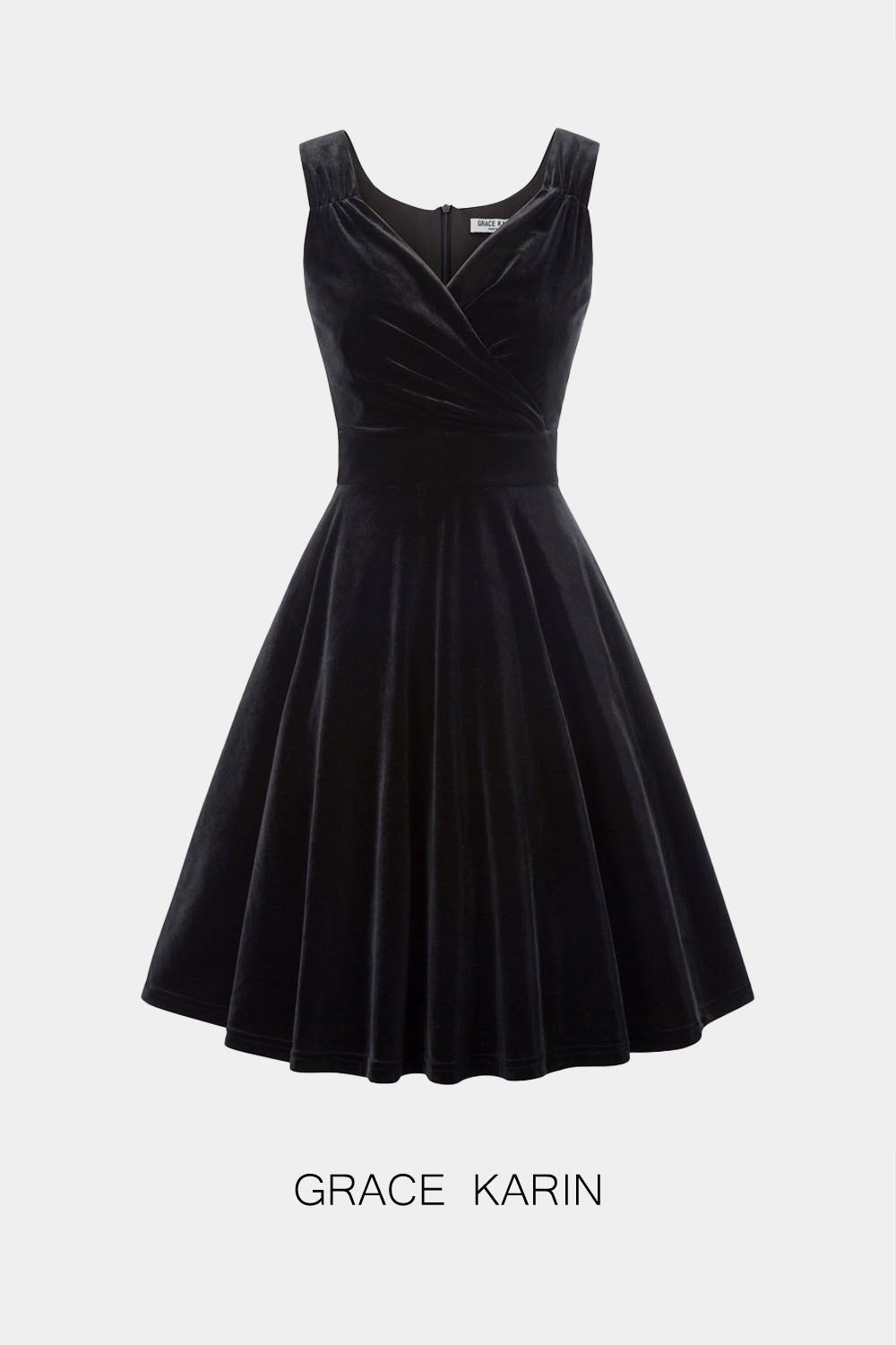 GRACE KARIN Velvet Solid Color Sleeveless Flared A-Line Dress sold by Grace Karin product image thumbnail 9