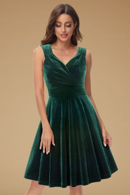 GRACE KARIN Velvet Solid Color Sleeveless Flared A-Line Dress sold by Grace Karin