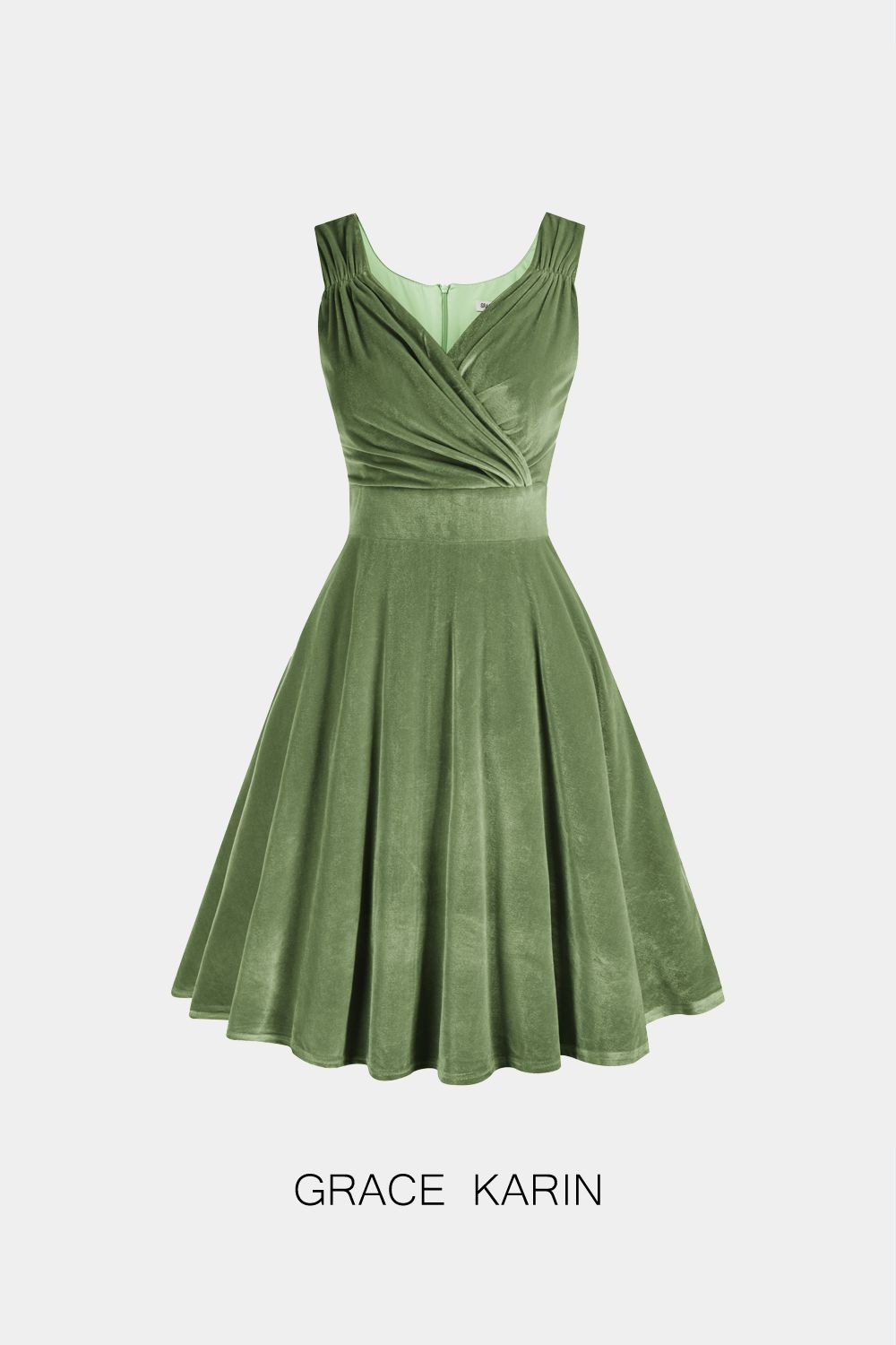 GRACE KARIN Velvet Solid Color Sleeveless Flared A-Line Dress sold by Grace Karin product image thumbnail 4