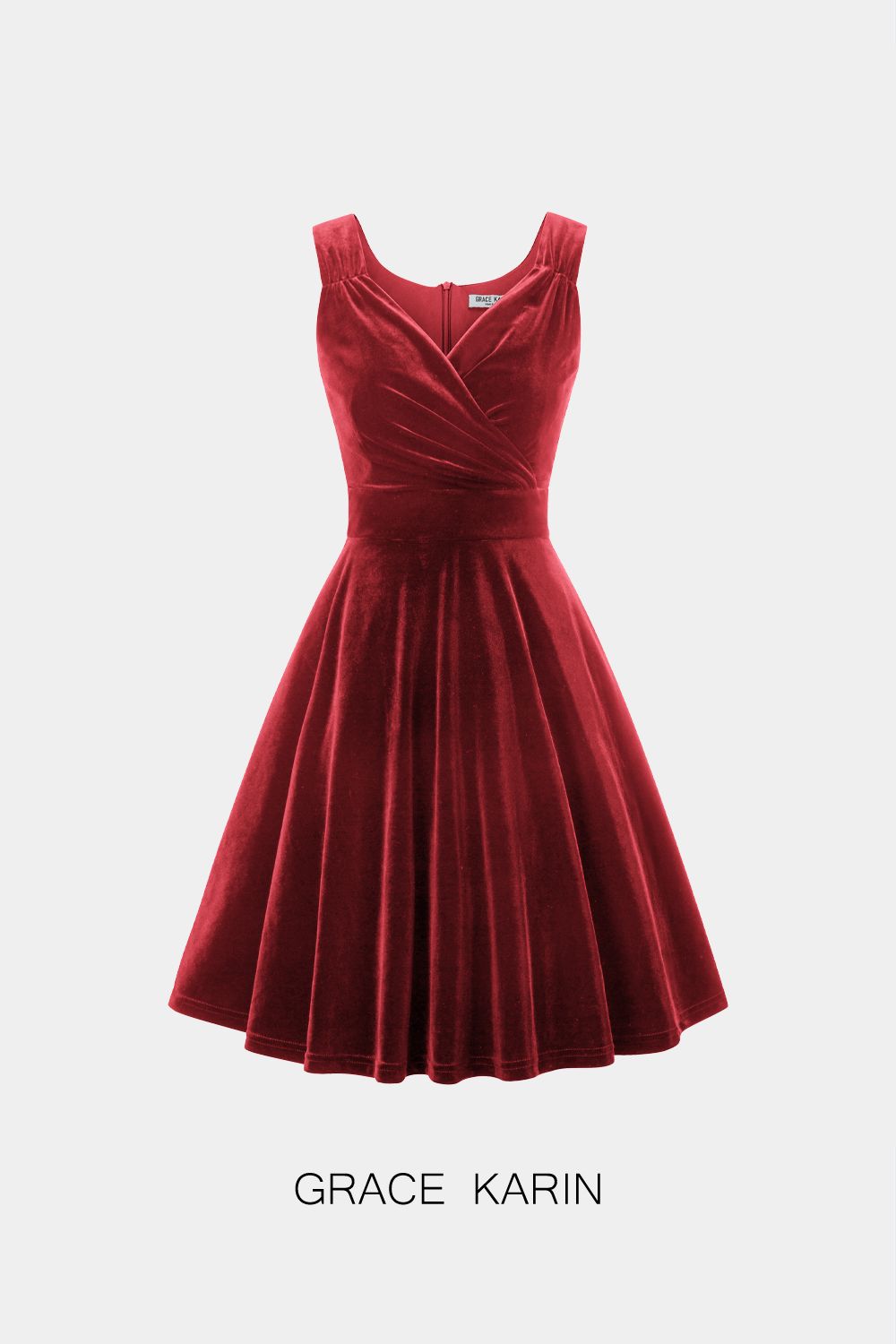 GRACE KARIN Velvet Solid Color Sleeveless Flared A-Line Dress sold by Grace Karin product image thumbnail 3