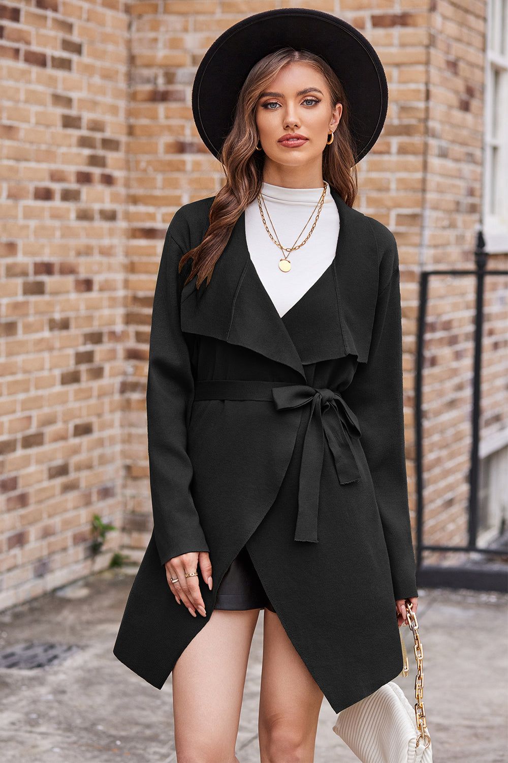 GRACE KARIN Mid-Thigh Length Cardigan Long Sleeve Irregular Lapel Sweater sold by Grace Karin product image thumbnail 6