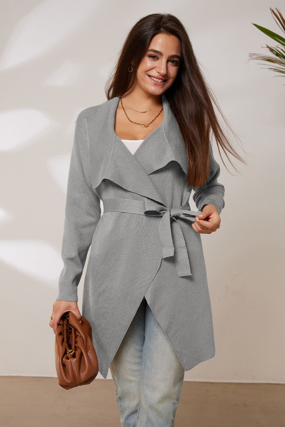 GRACE KARIN Mid-Thigh Length Cardigan Long Sleeve Irregular Lapel Sweater sold by Grace Karin product image thumbnail 11