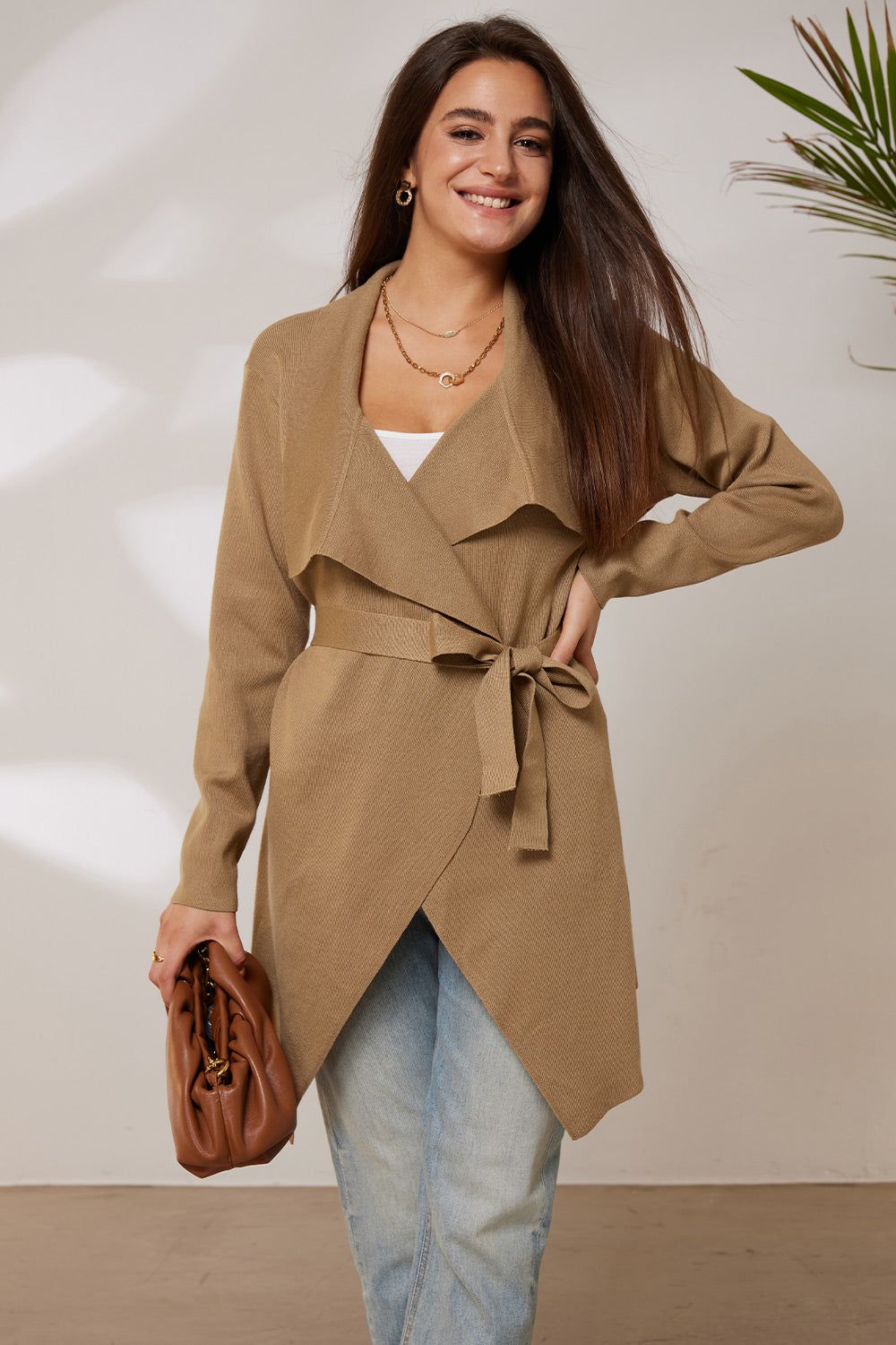 GRACE KARIN Mid-Thigh Length Cardigan Long Sleeve Irregular Lapel Sweater sold by Grace Karin product image thumbnail 2