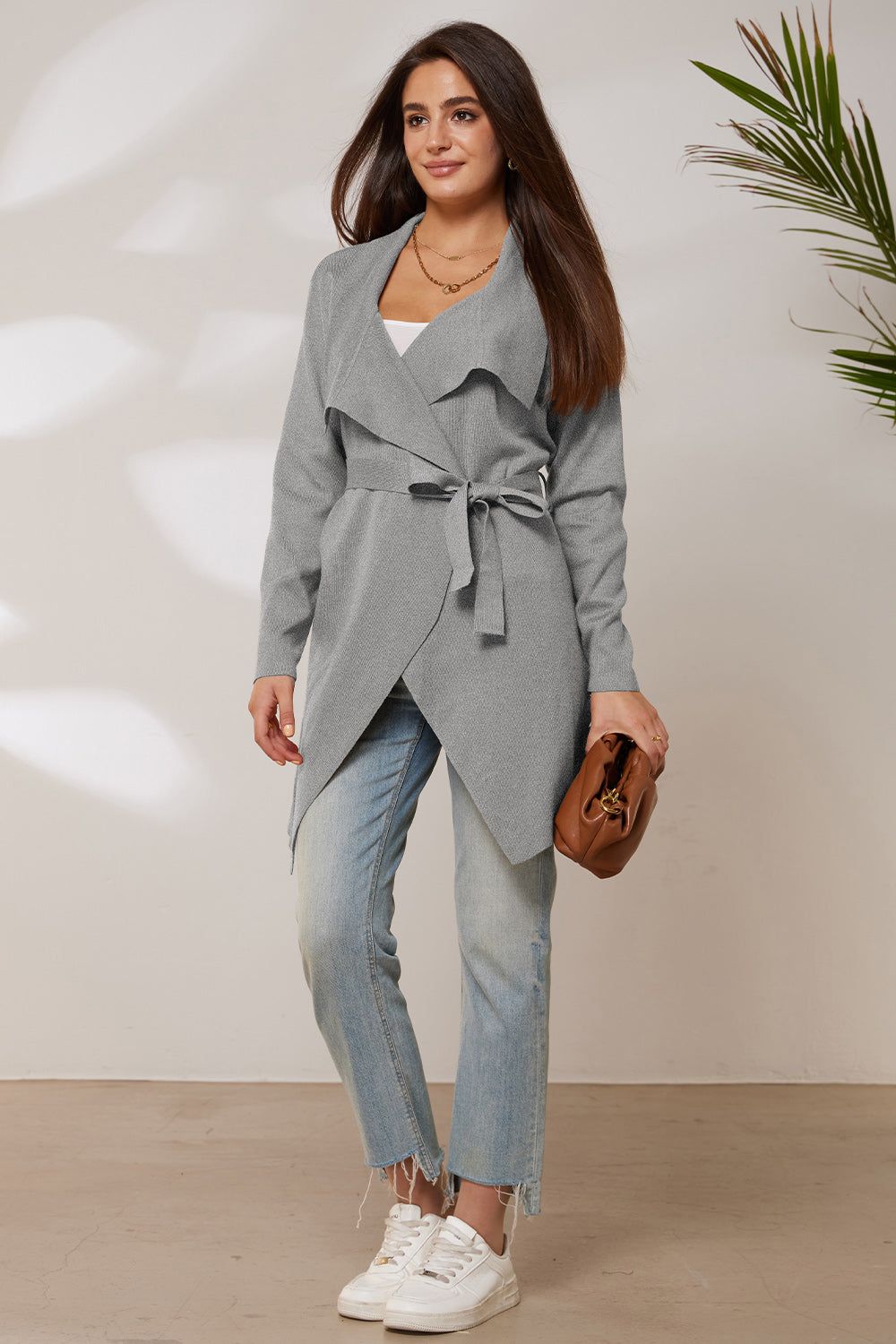 GRACE KARIN Mid-Thigh Length Cardigan Long Sleeve Irregular Lapel Sweater sold by Grace Karin product image thumbnail 12