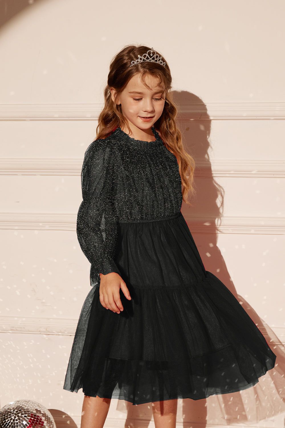 GK Kids Tulle Netting Party Dress Long Virago Sleeves Tiered A-Line Dress sold by Grace Karin product image thumbnail 8