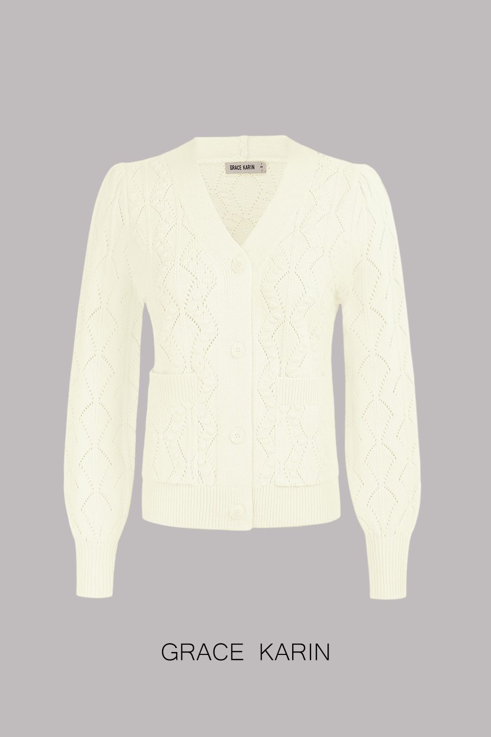 GRACE KARIN Hollowed-out Cardigan V-Neck Button-up Knitwear Sweater sold by Grace Karin product image thumbnail 5