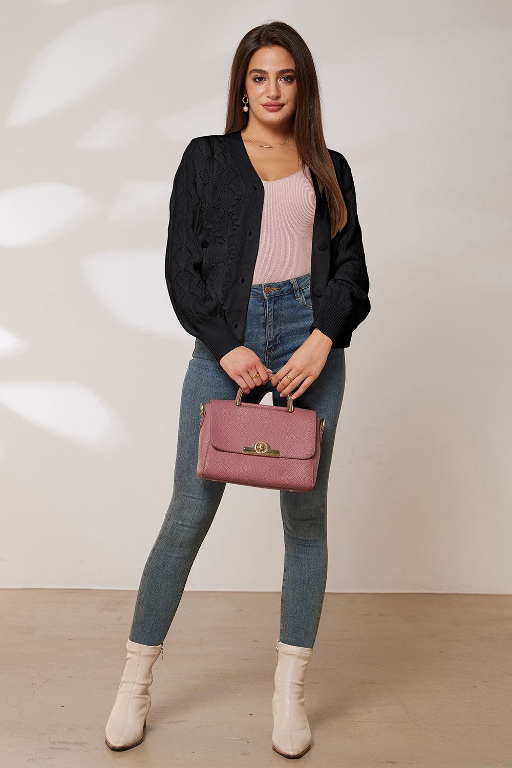 GRACE KARIN Hollowed-out Cardigan V-Neck Button-up Knitwear Sweater sold by Grace Karin product image thumbnail 6