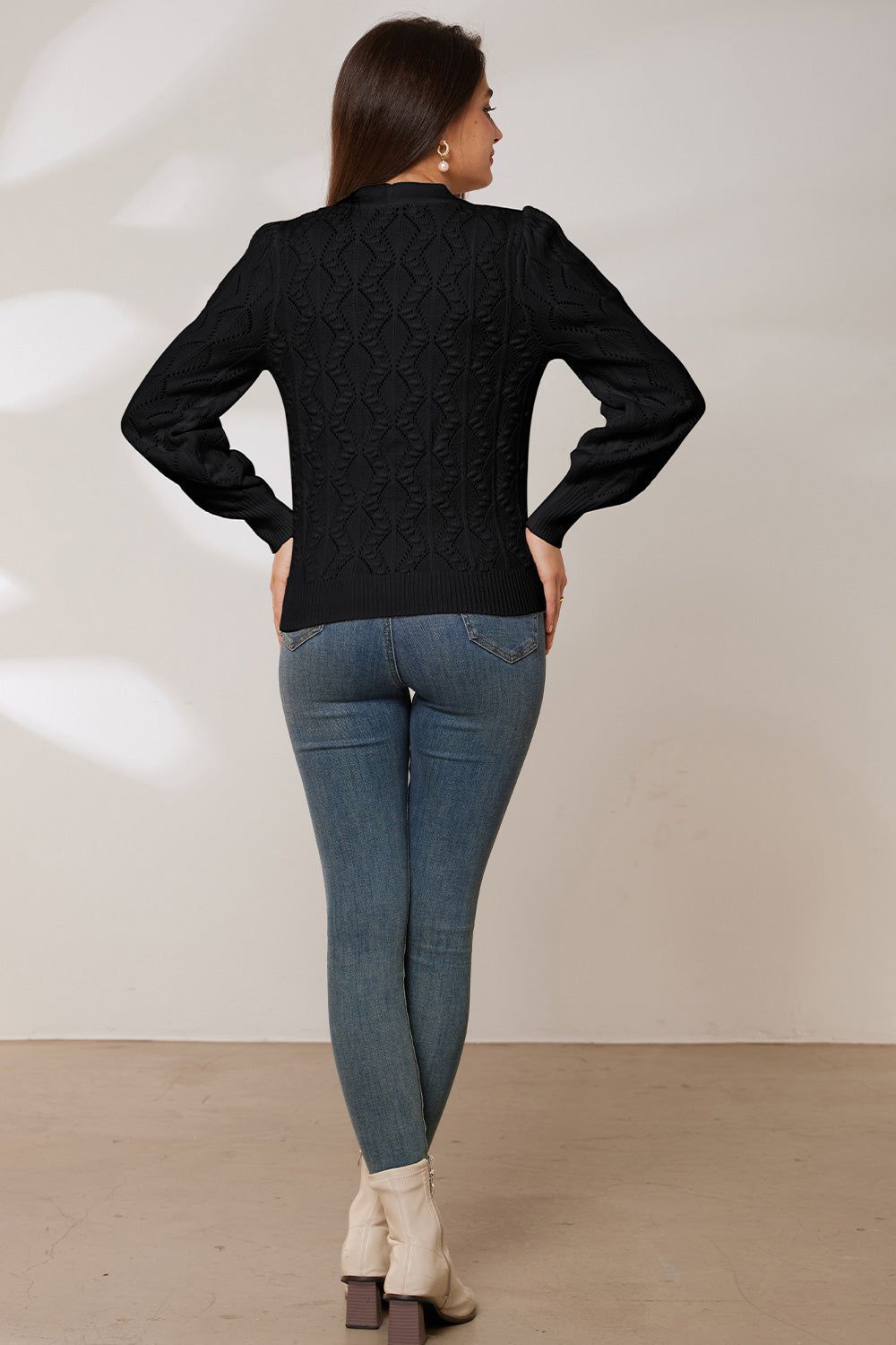 GRACE KARIN Hollowed-out Cardigan V-Neck Button-up Knitwear Sweater sold by Grace Karin product image thumbnail 9