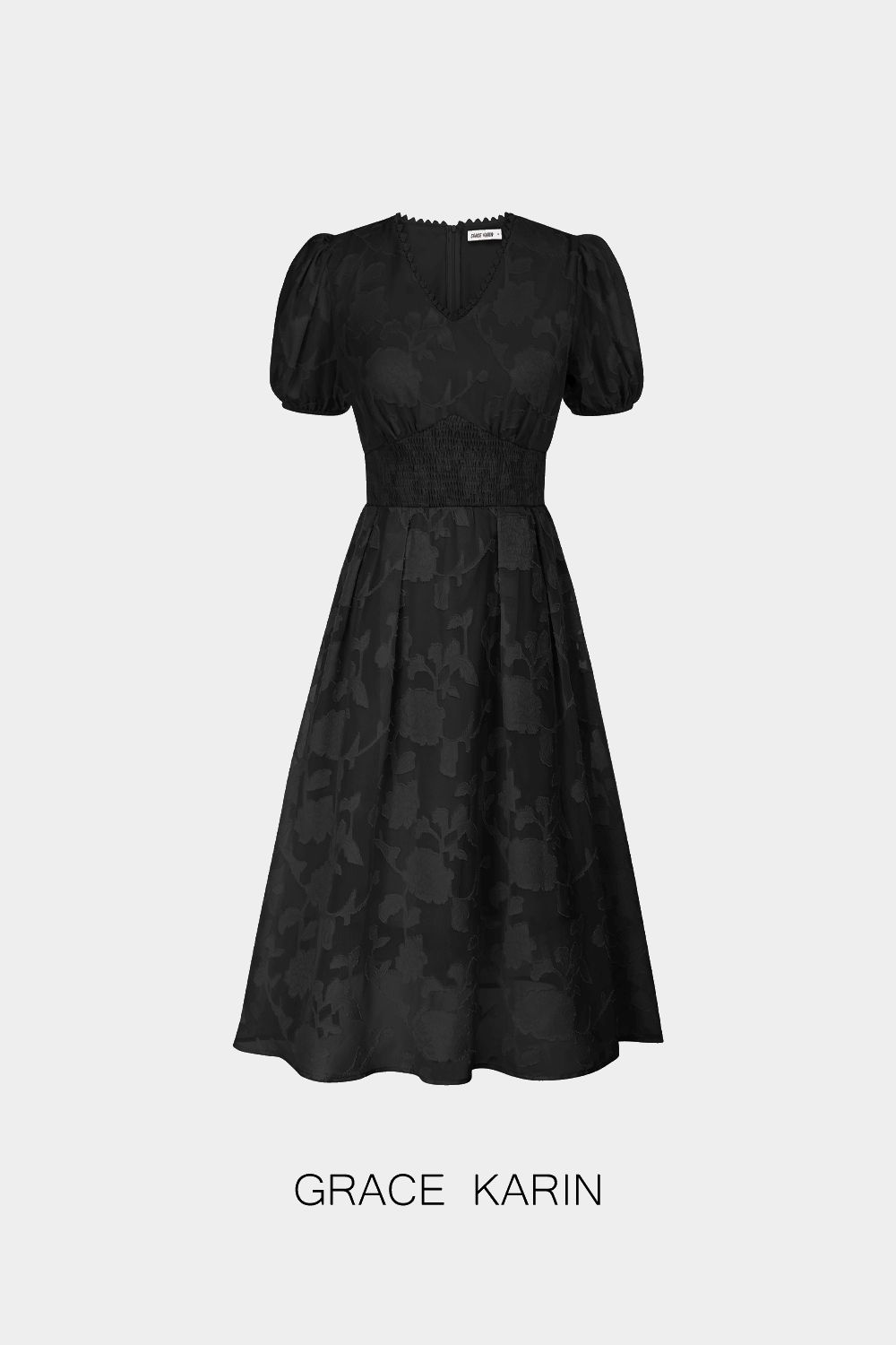 GRACE KARIN Puffed Short Sleeve Flared A-Line Midi Dress sold by Grace Karin product image thumbnail 4