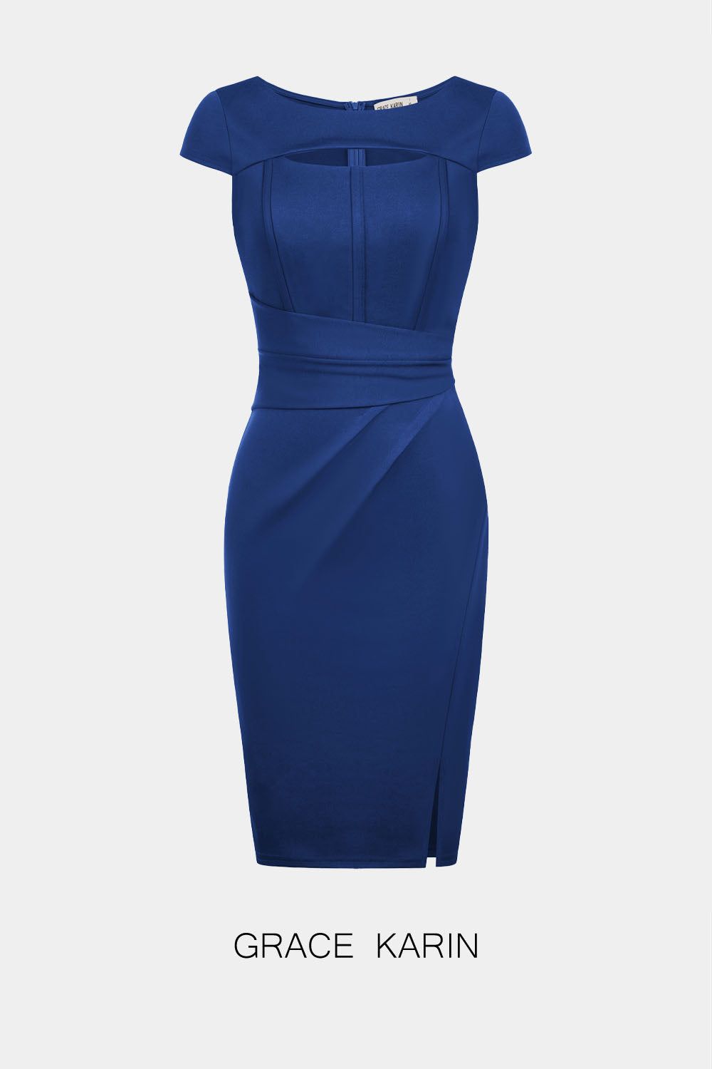 GRACE KARIN OL Cap Sleeve Crew Neck Front Slit Dress sold by Grace Karin product image thumbnail 5