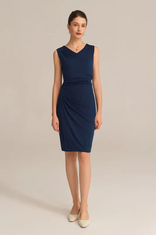 Ruched Bodycon Hips-Wrapped Dress - Navy Blue sold by Grace Karin