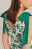 V-Neck Sleeveless Elastic Waist Tiered Flared Floral Midi Dress - Green sold by Grace Karin