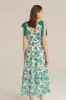 V-Neck Sleeveless Elastic Waist Tiered Flared Floral Midi Dress - Green sold by Grace Karin