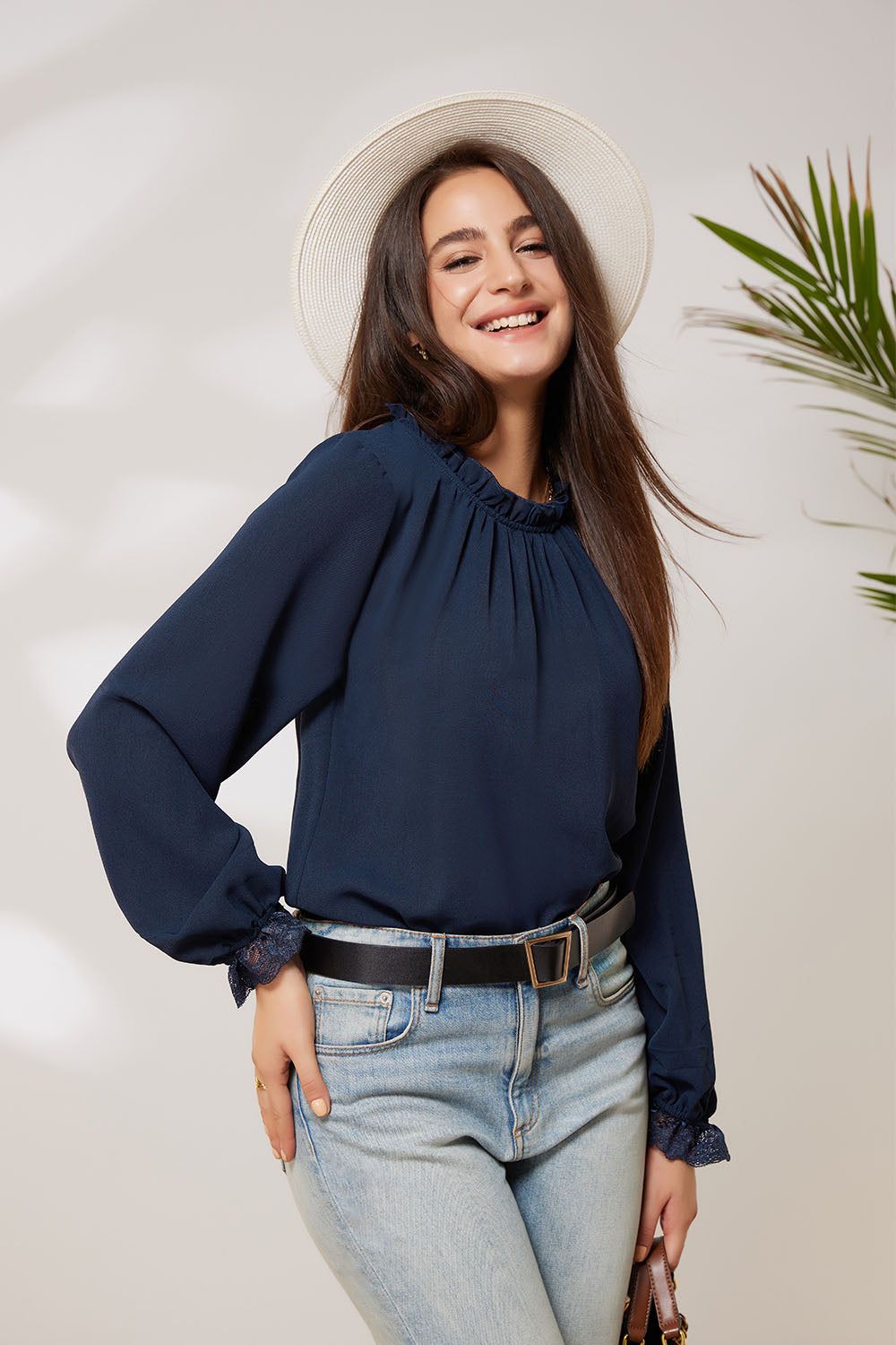 GRACE KARIN Chiffon Loose Fit Ruffled Crew Neck Blouse sold by Grace Karin product image thumbnail 3