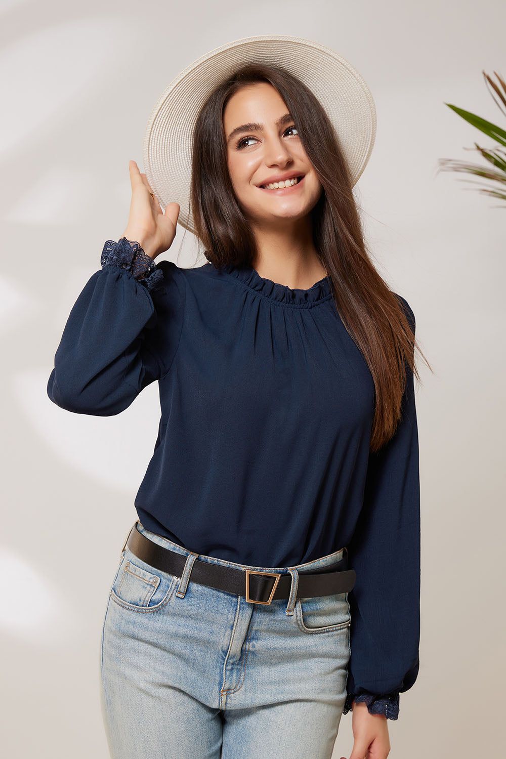 GRACE KARIN Chiffon Loose Fit Ruffled Crew Neck Blouse sold by Grace Karin product image thumbnail 2