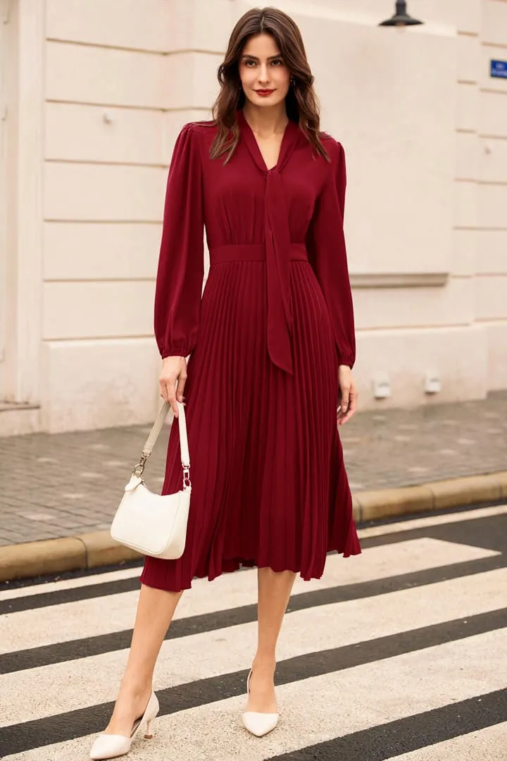 Casual Pleated Flowy Long Sleeve Midi Dresses sold by Grace Karin product image thumbnail 4