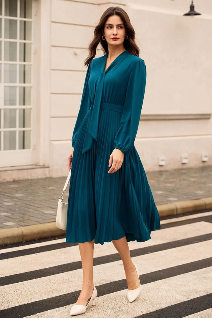 Casual Pleated Flowy Long Sleeve Midi Dresses sold by Grace Karin product image thumbnail 3