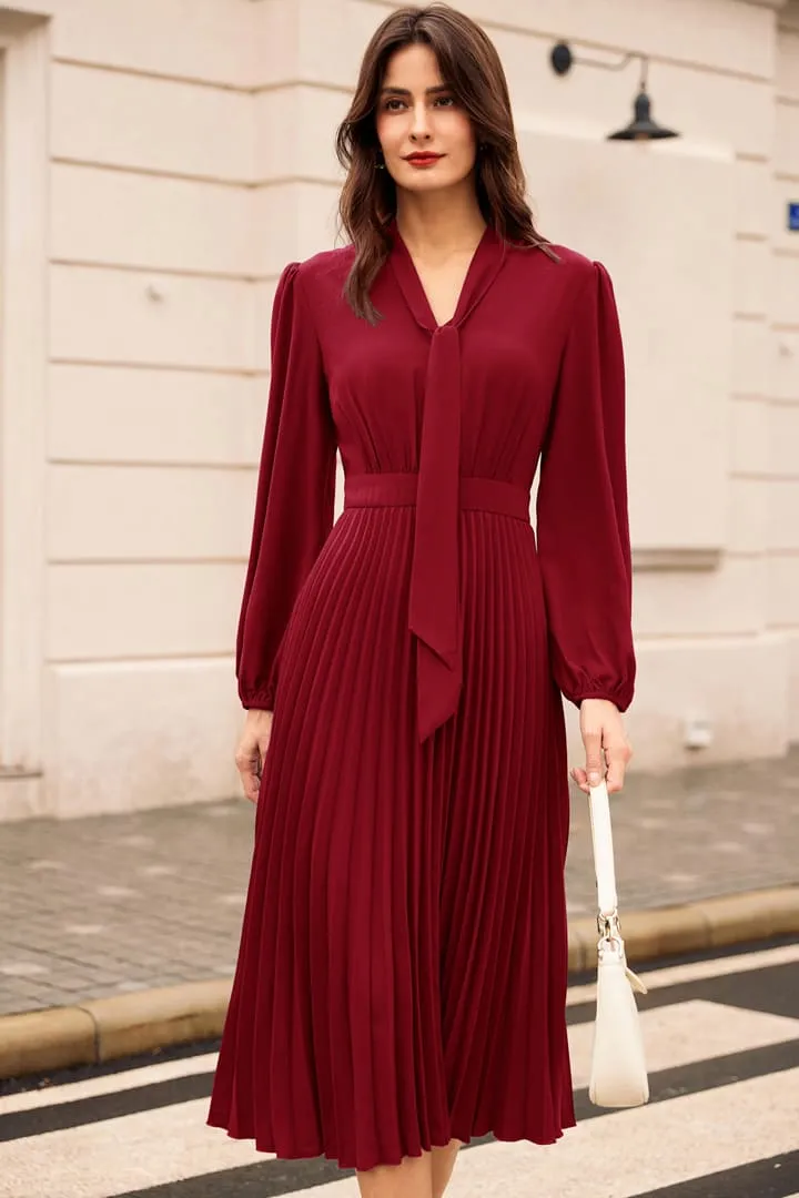 Casual Pleated Flowy Long Sleeve Midi Dresses sold by Grace Karin product image thumbnail 5