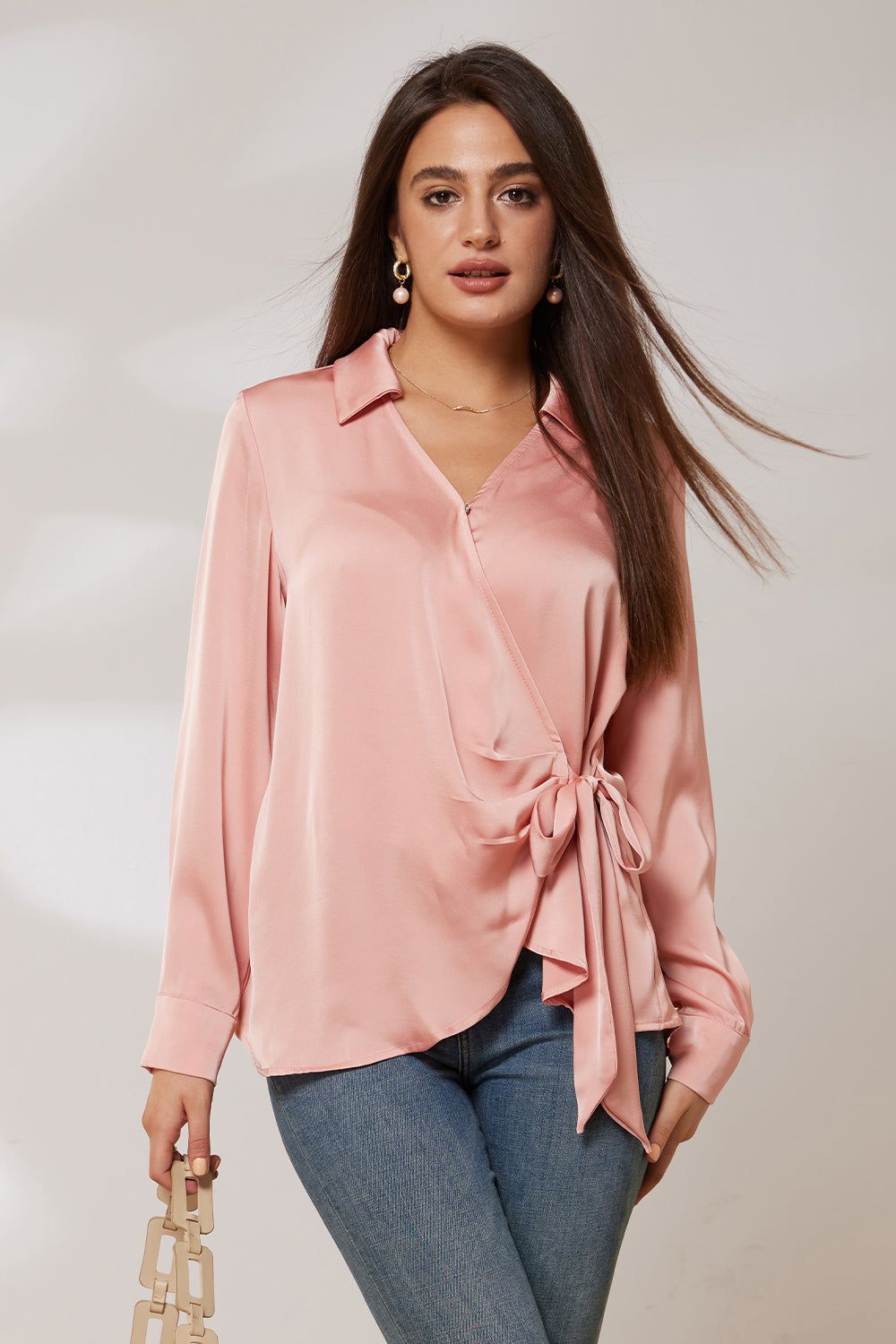 GRACE KARIN Surplice V-Neck Blouse Lapel Collar Pullover Tops sold by Grace Karin product image thumbnail 4