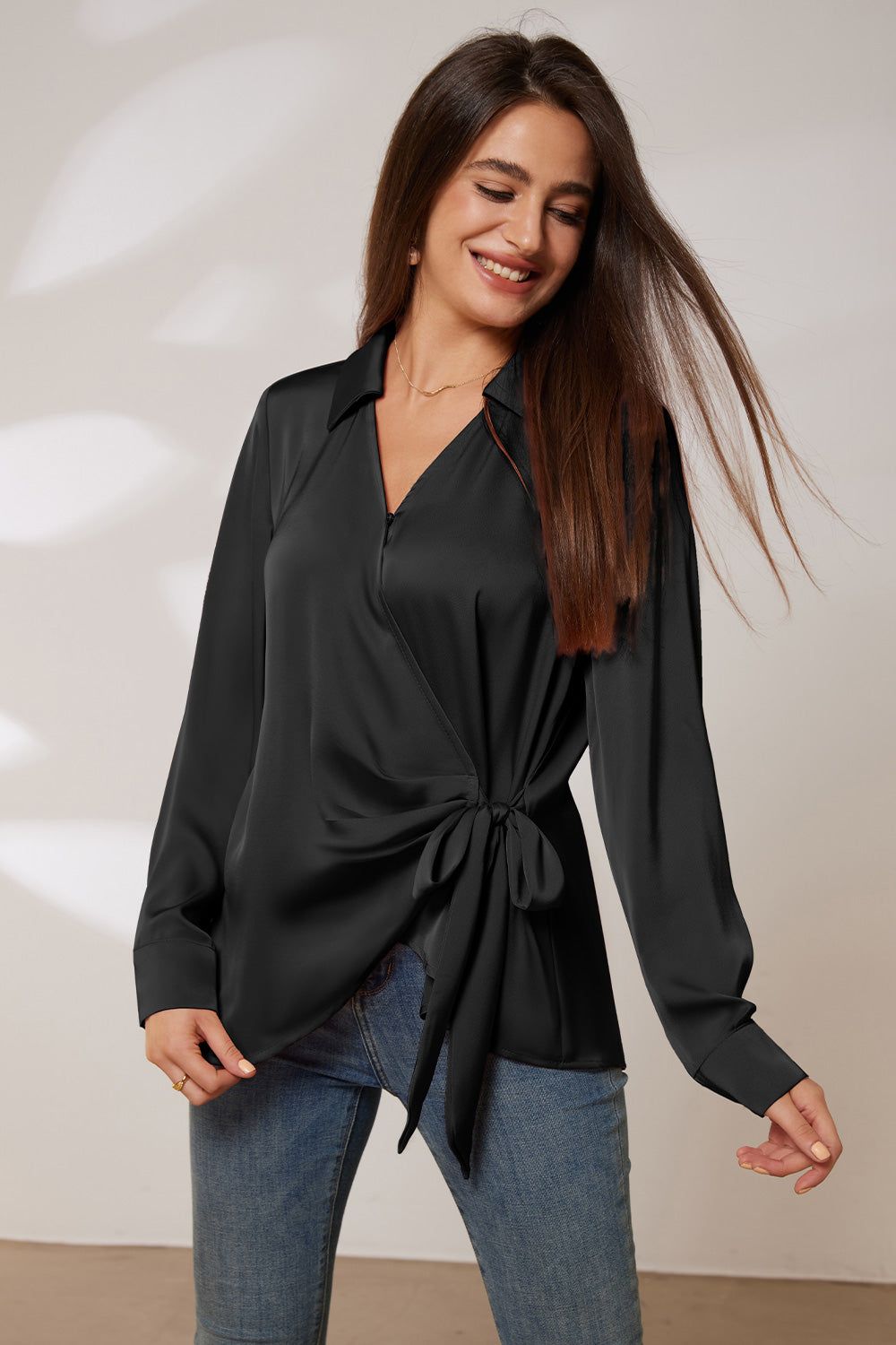 GRACE KARIN Surplice V-Neck Blouse Lapel Collar Pullover Tops sold by Grace Karin product image thumbnail 7