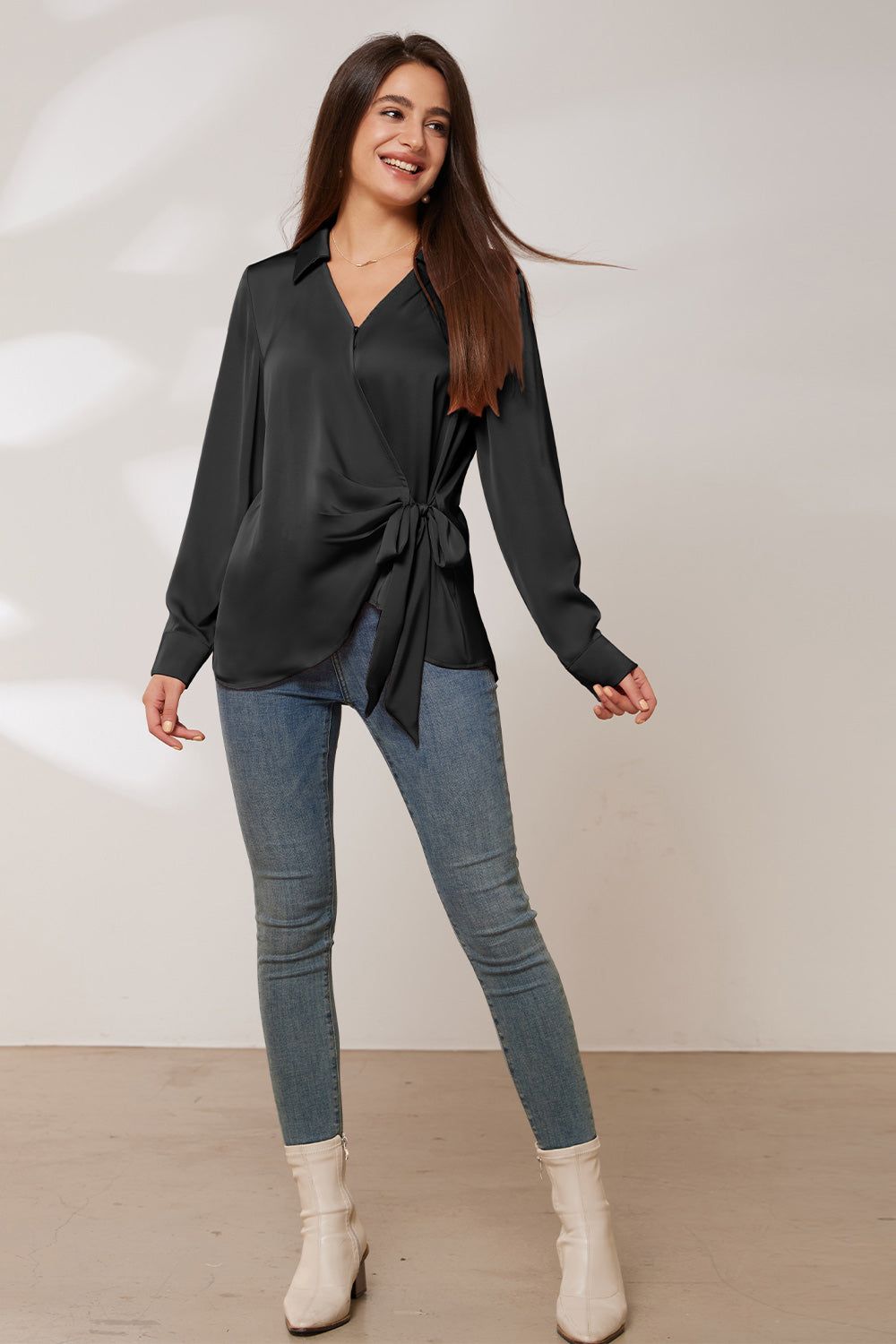 GRACE KARIN Surplice V-Neck Blouse Lapel Collar Pullover Tops sold by Grace Karin product image thumbnail 11