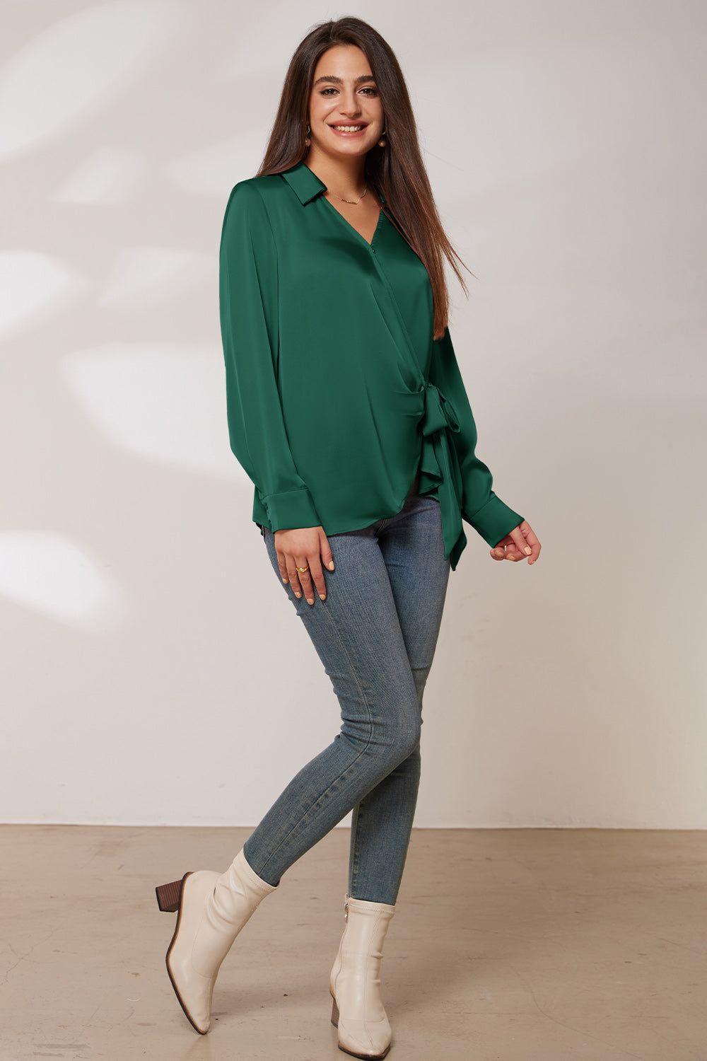 GRACE KARIN Surplice V-Neck Blouse Lapel Collar Pullover Tops sold by Grace Karin product image thumbnail 2