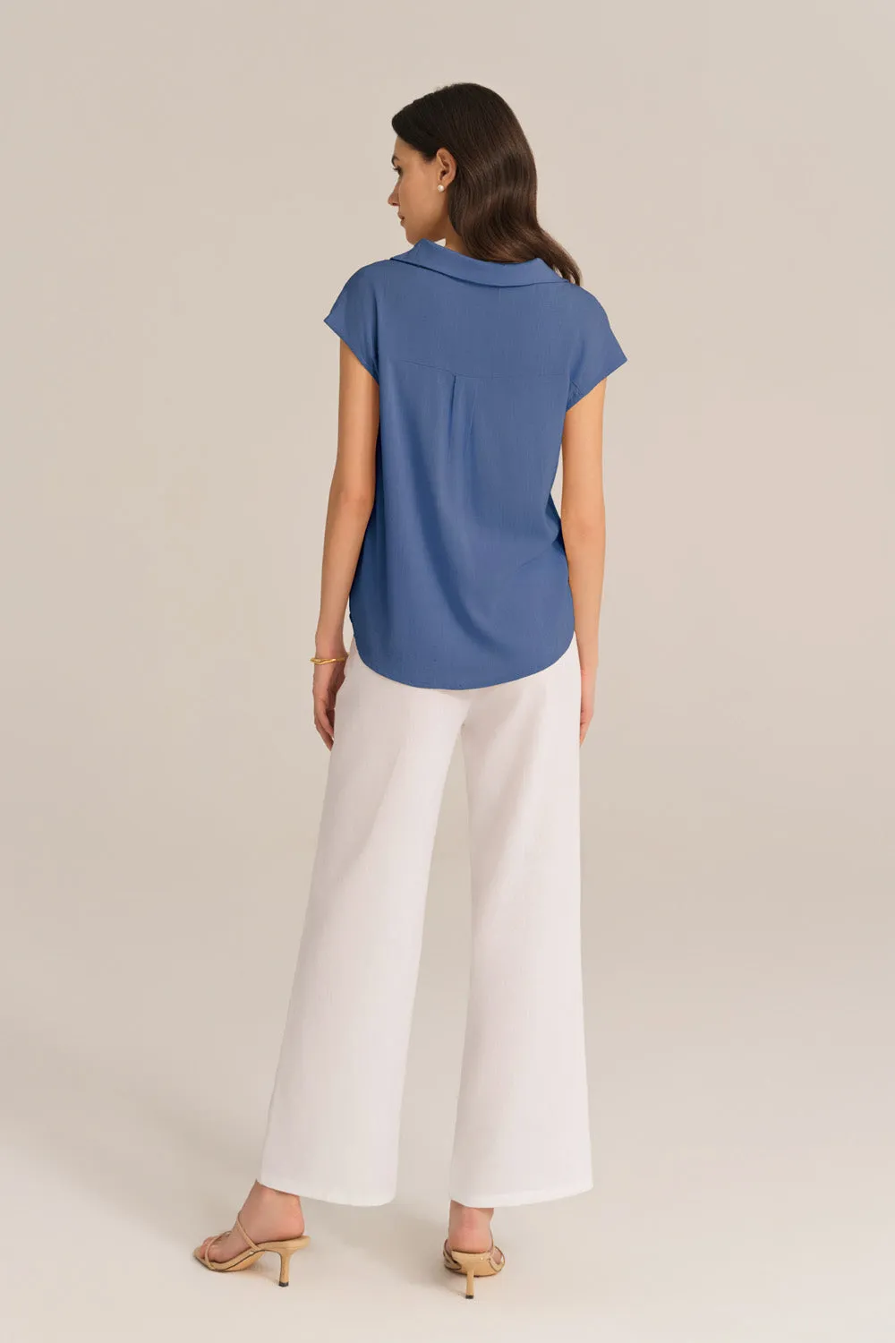 Casual Lapel Collar Loose Fit Pullover Tops - Blue sold by Grace Karin product image thumbnail 5