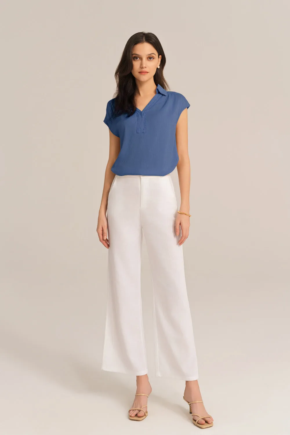 Casual Lapel Collar Loose Fit Pullover Tops - Blue sold by Grace Karin product image thumbnail 4