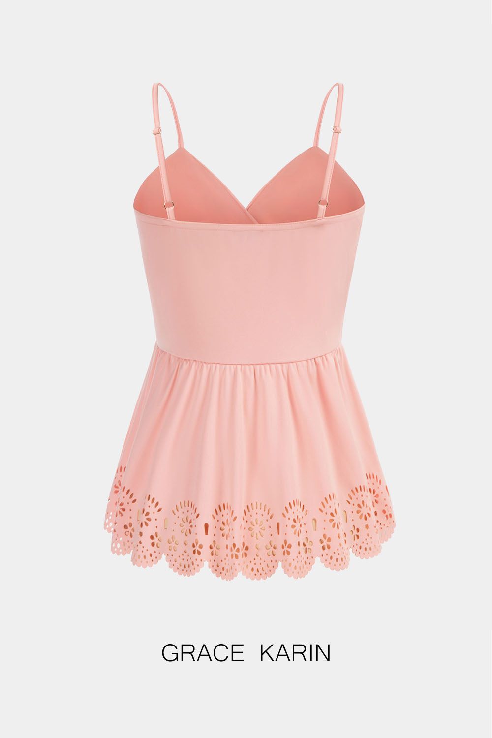 Grace Karin Women Burt-out Hem Cami Tops Spaghetti Straps V-Neck Laser-Cut Camisole sold by Grace Karin product image thumbnail 2