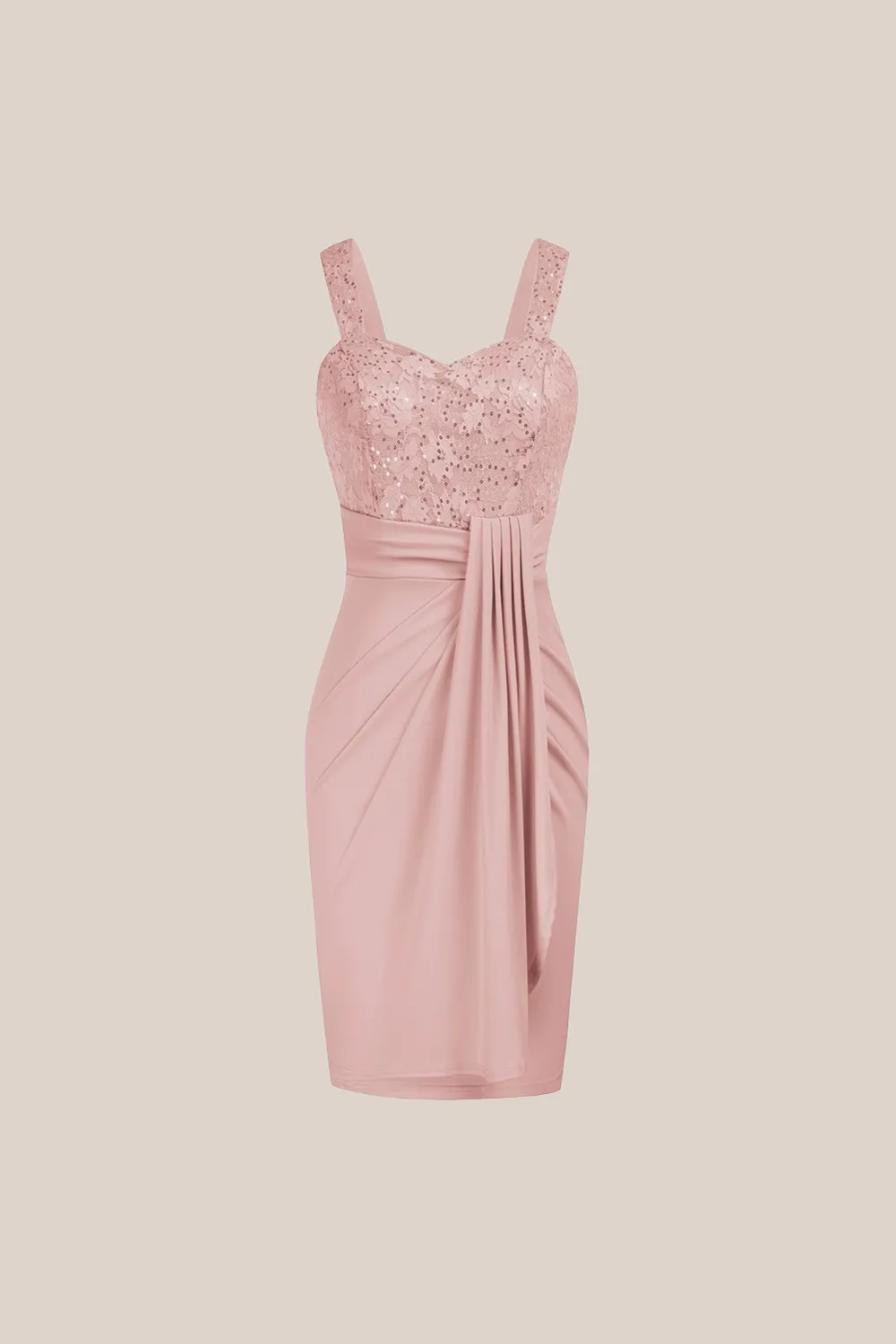 Sequin Lace Stitching Sweetheart Neck Dress - Pink sold by Grace Karin product image thumbnail 2