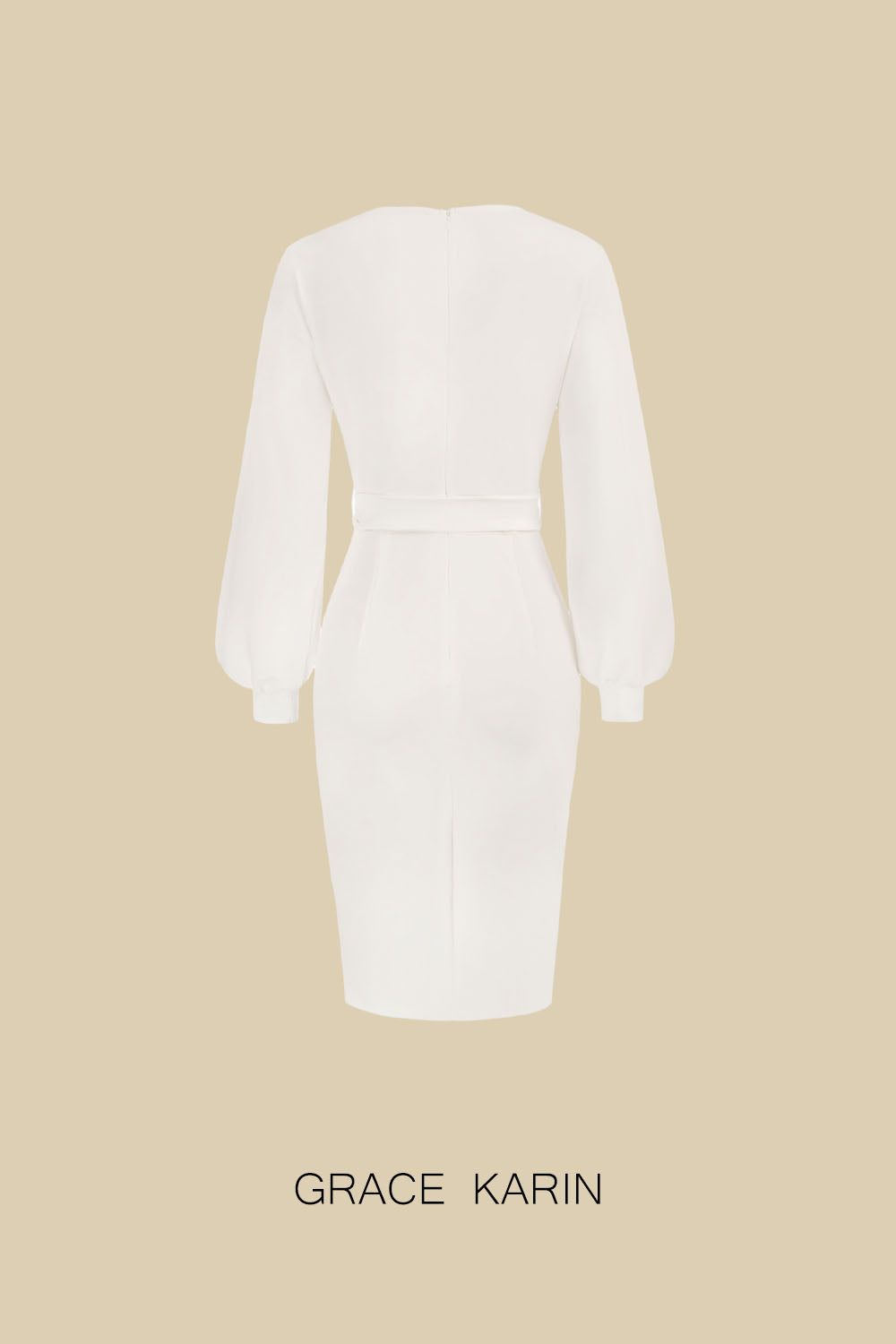 GRACE KARIN Women Defined Waist Dress OL Long Sleeve V-Neck Bodycon Dress sold by Grace Karin product image thumbnail 2