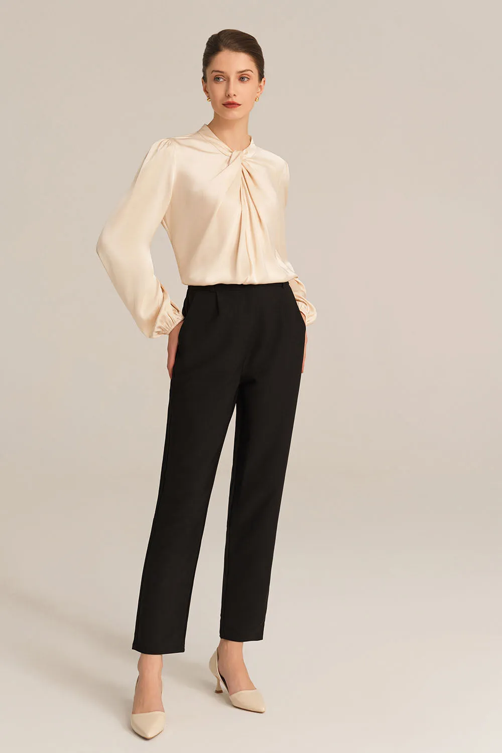 High Waist Solid Color Work Pants - Black sold by Grace Karin