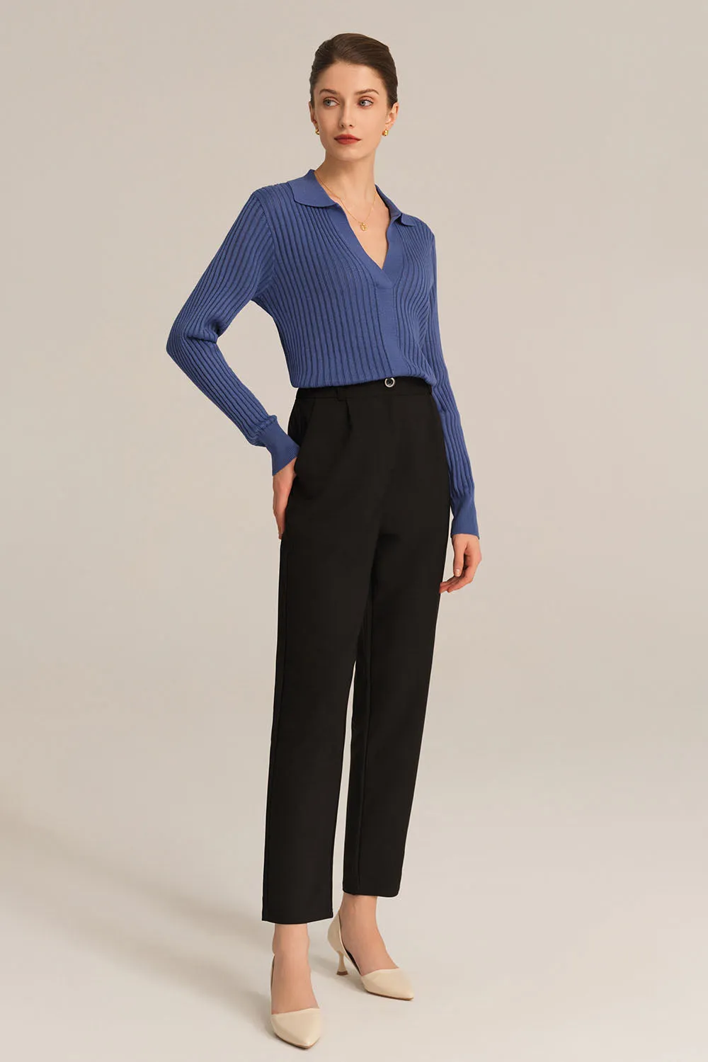 High Waist Solid Color Work Pants - Black sold by Grace Karin product image thumbnail 3