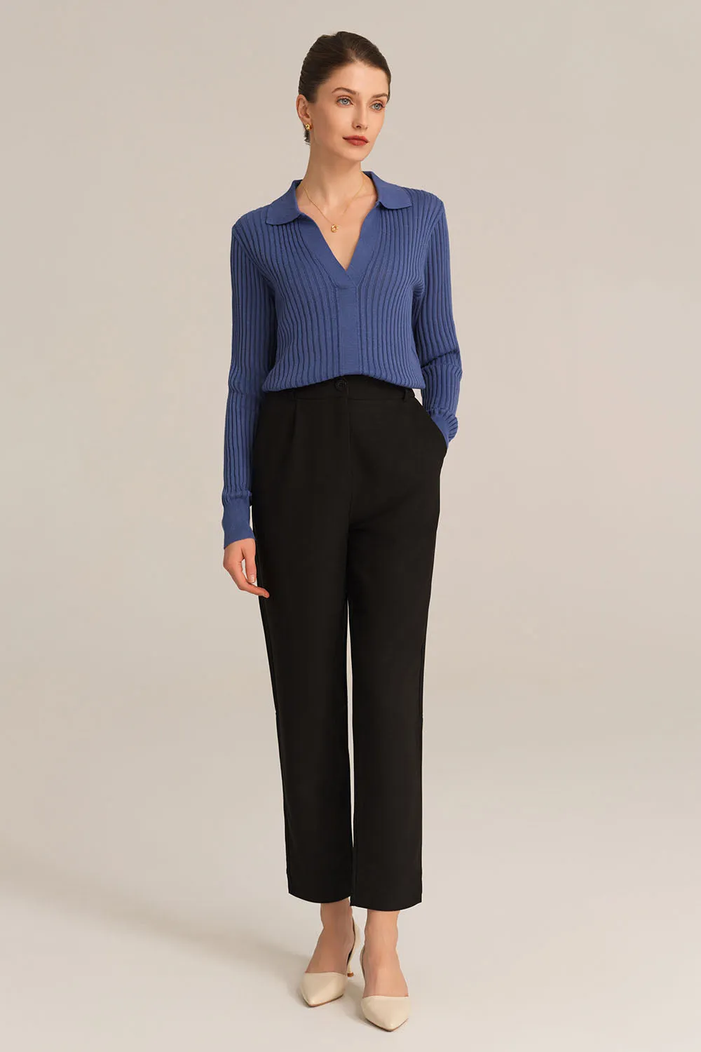 High Waist Solid Color Work Pants - Black sold by Grace Karin product image thumbnail 4