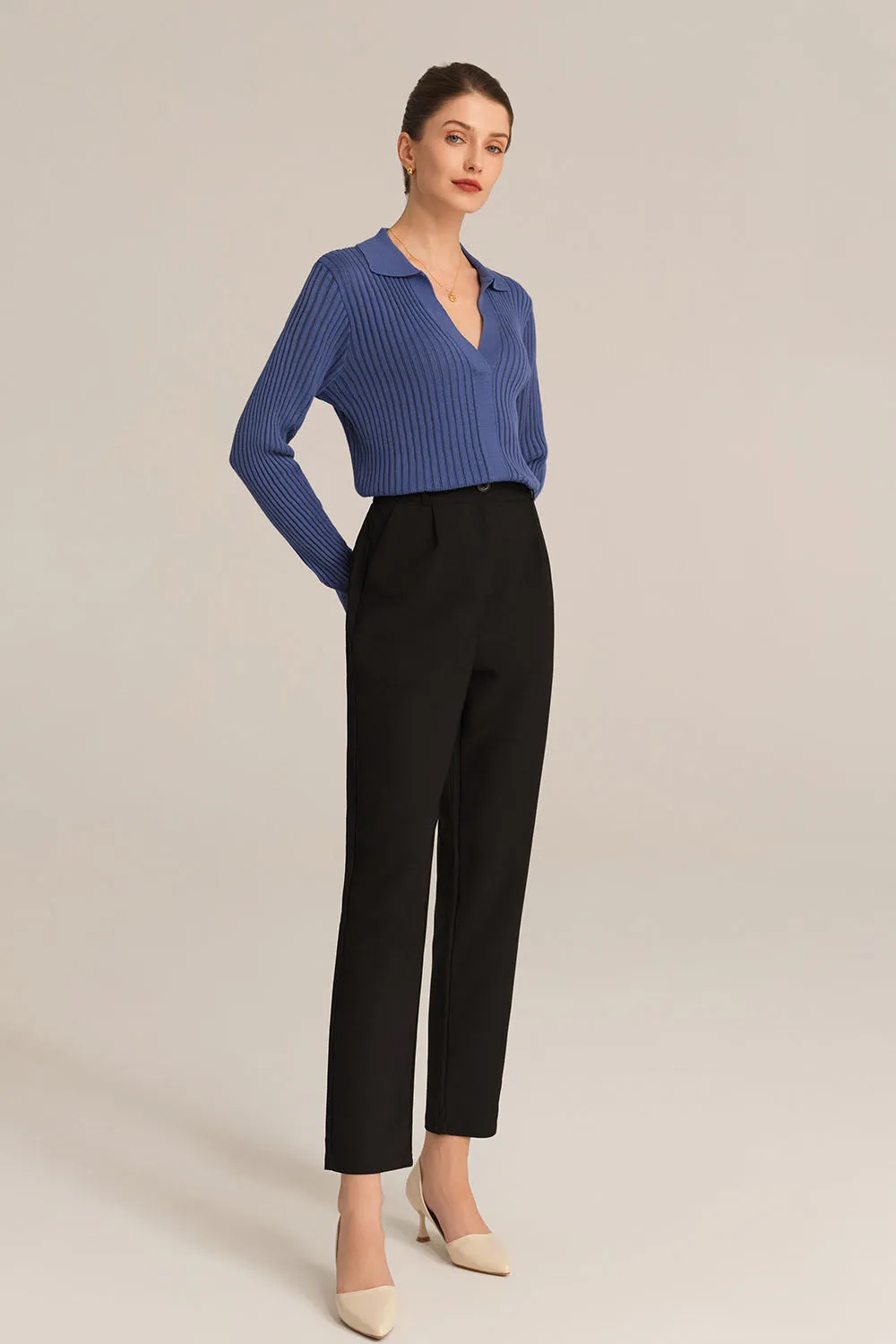 High Waist Solid Color Work Pants - Black sold by Grace Karin product image thumbnail 5