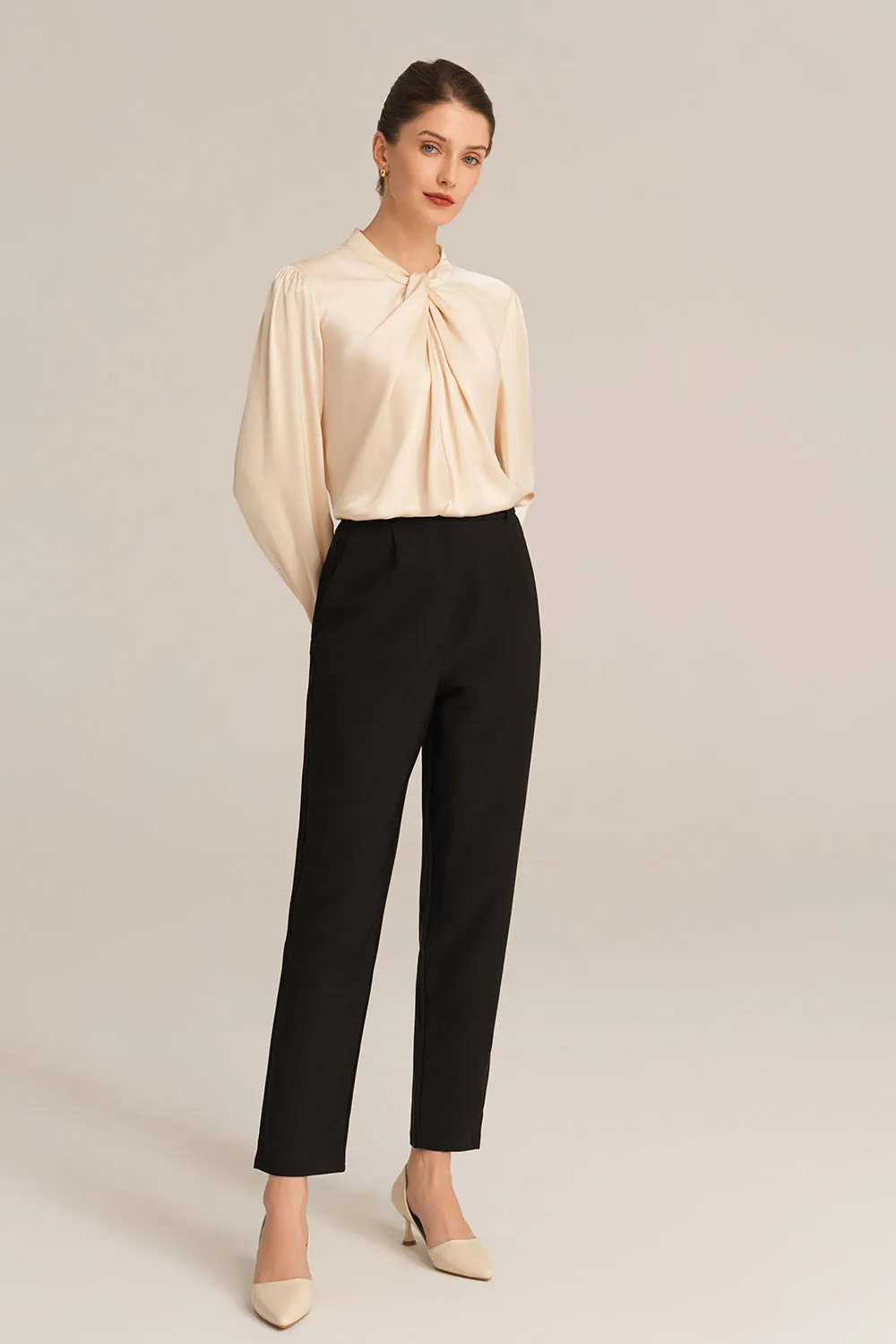 High Waist Solid Color Work Pants - Black sold by Grace Karin product image thumbnail 2