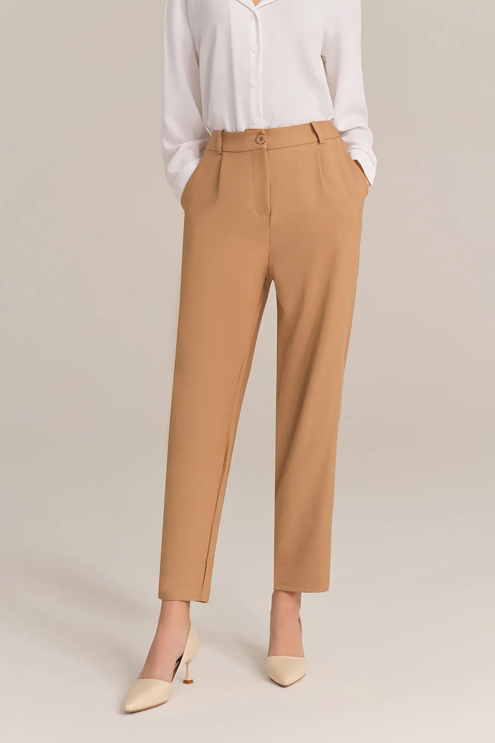 High Waist Solid Color Work Pants - Brown sold by Grace Karin product image thumbnail 2