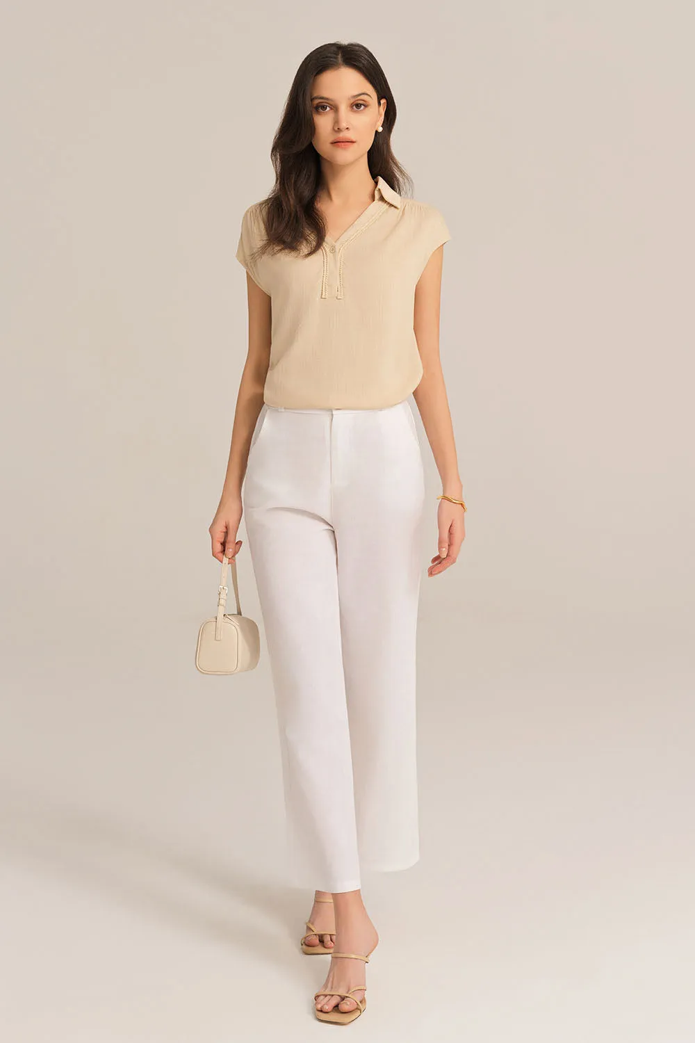 Casual Lapel Collar Loose Fit Pullover Tops - Apricot sold by Grace Karin product image thumbnail 3