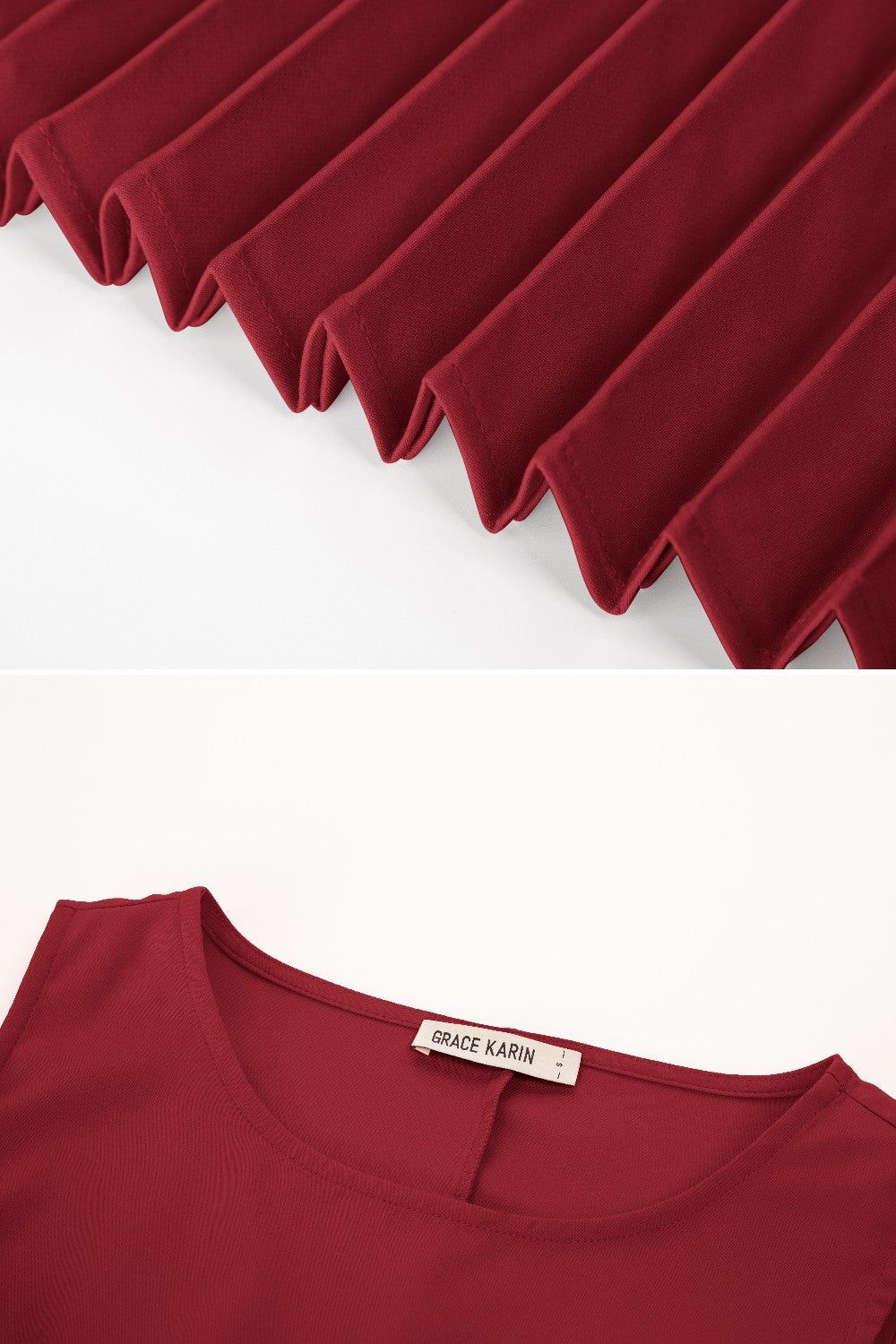 GRACE KARIN Pleated Sleeveless Crew Neck Belt Decorated Dress sold by Grace Karin product image thumbnail 6