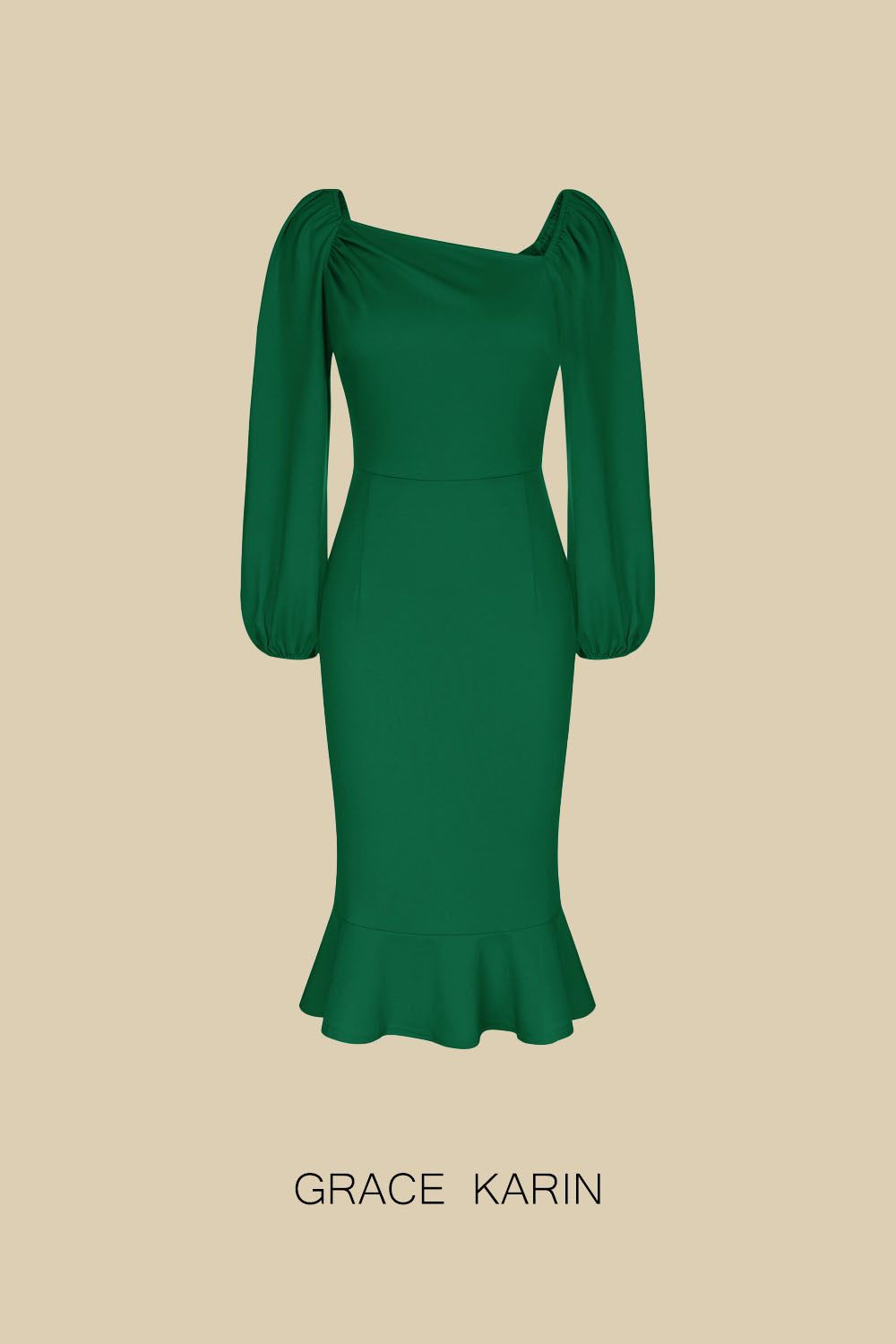 GK Women Oblique Neck Party Dress Long Sleeve Back Slit Bodycon Dress sold by Grace Karin product image thumbnail 5