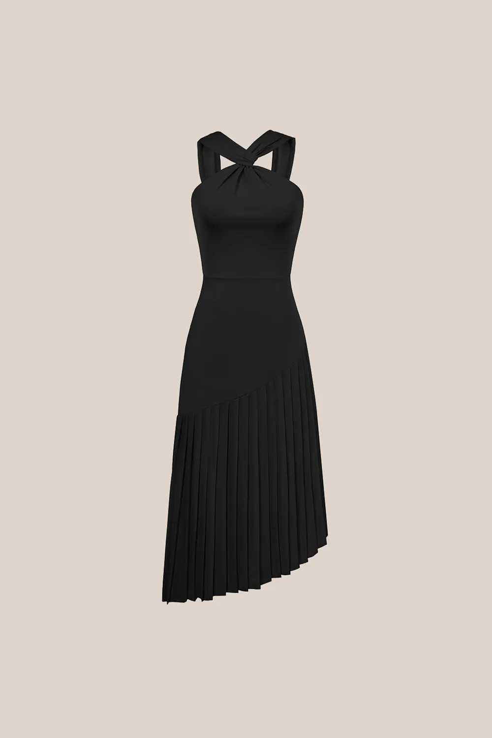 Irregular Hem Contrast Halterneck A-Line Dress - Black sold by Grace Karin product image thumbnail 2