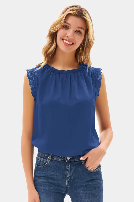 GRACE KARIN Ruffed Sleeveless Lace Vest Shoulders Tops sold by Grace Karin