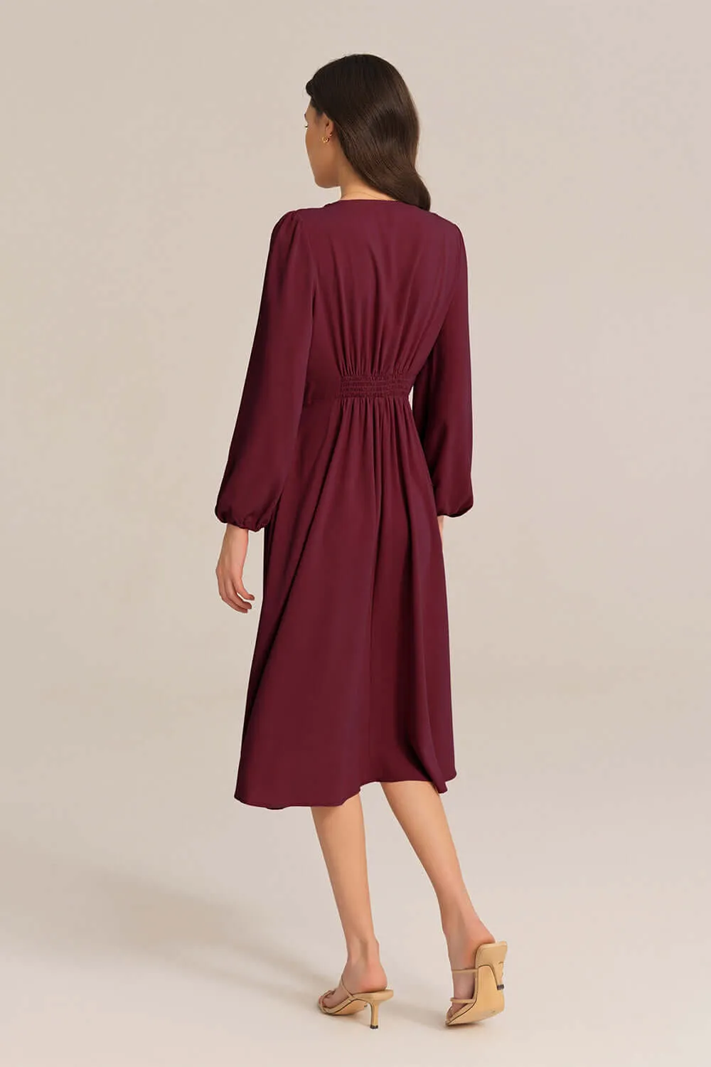 Bow-Knot Long Sleeve Elastic Waist Midi Dress sold by Grace Karin product image thumbnail 4