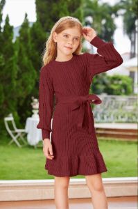 GRACE KAEIN Kids Mermaid Hem Crew Neck Knitted Sweater Dress sold by Grace Karin