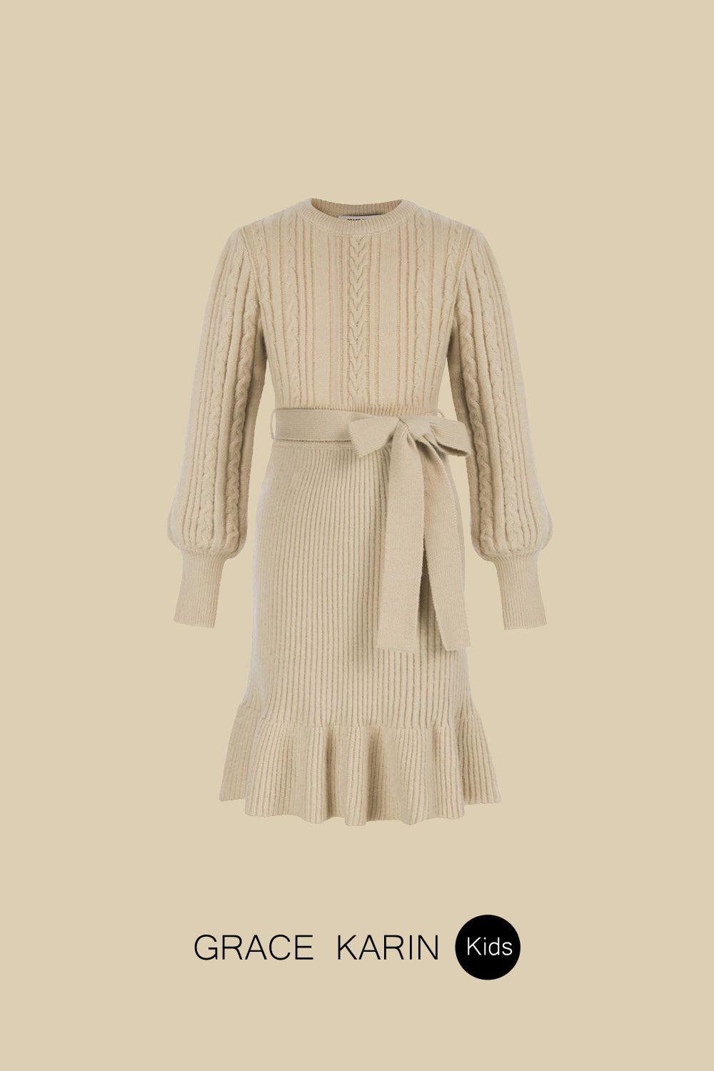 GRACE KAEIN Kids Mermaid Hem Crew Neck Knitted Sweater Dress sold by Grace Karin product image thumbnail 4