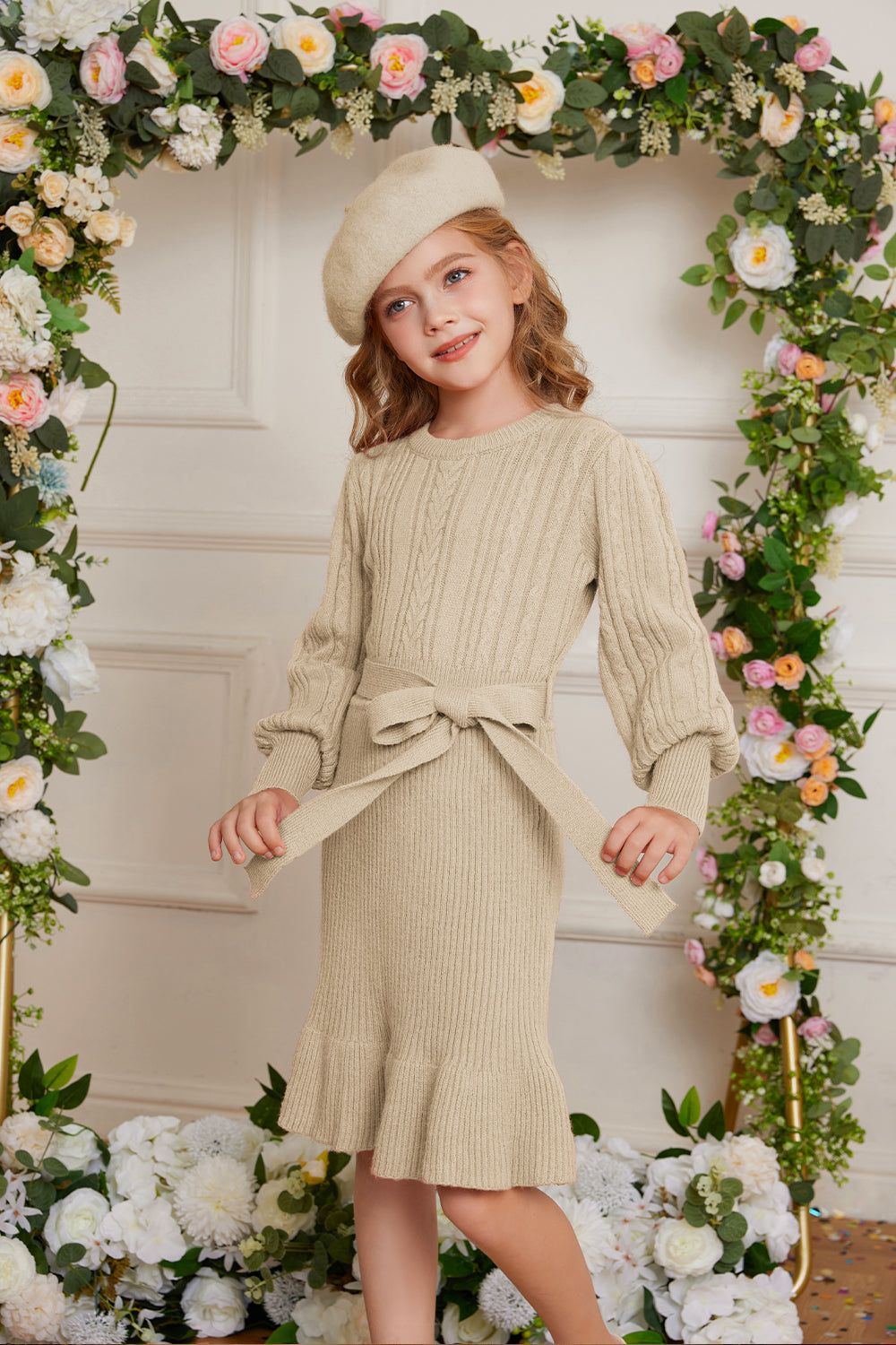 GRACE KAEIN Kids Mermaid Hem Crew Neck Knitted Sweater Dress sold by Grace Karin product image thumbnail 2