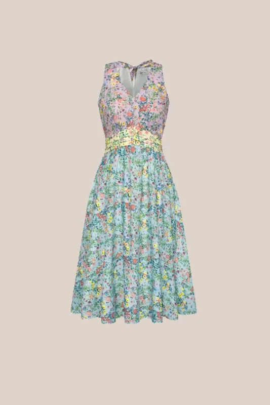 GK Women Elastic Waist Dress Sleeveless V-Neck Contrast Color A-Line Dress sold by Grace Karin